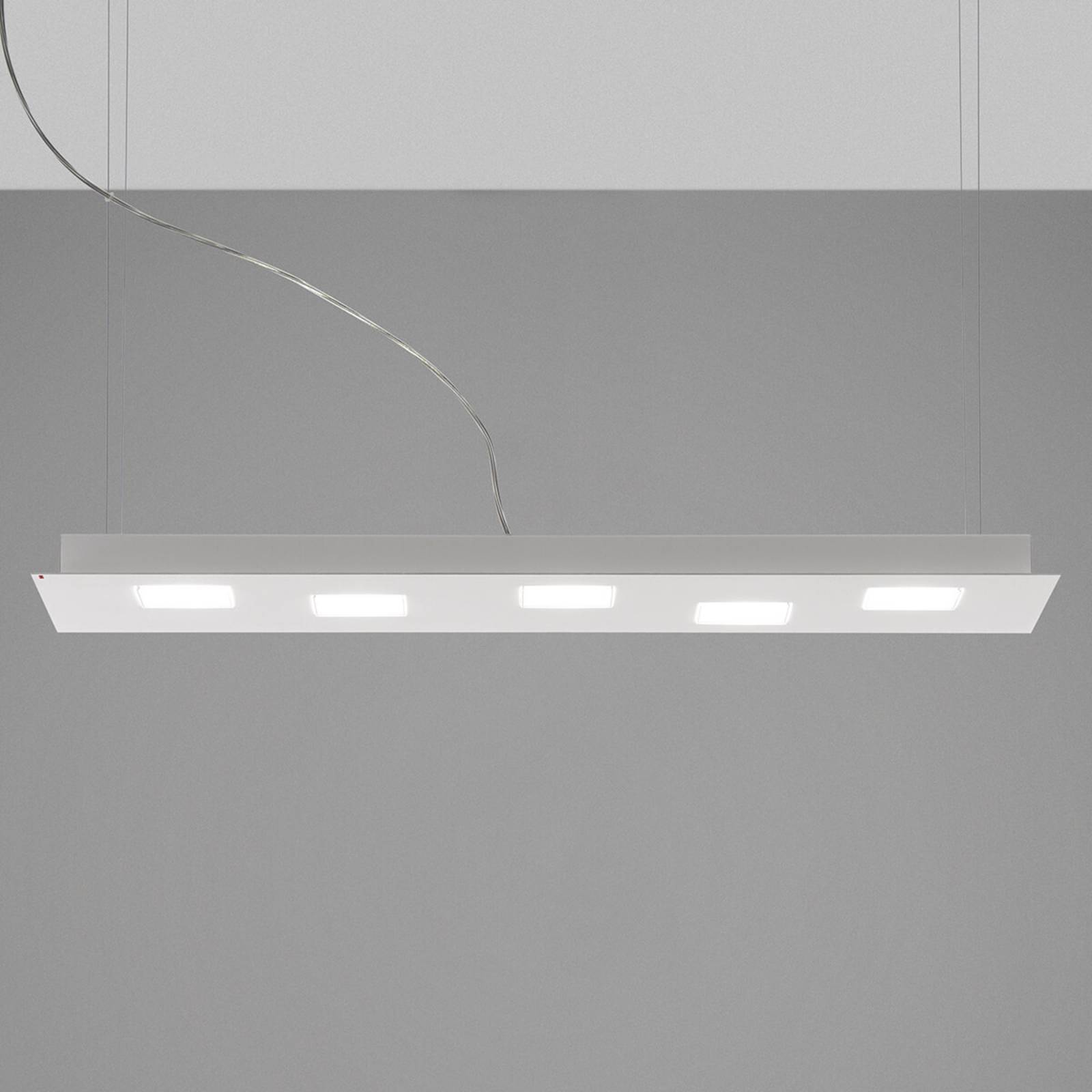 Fabbian Suspension LED long Quarter en blanc