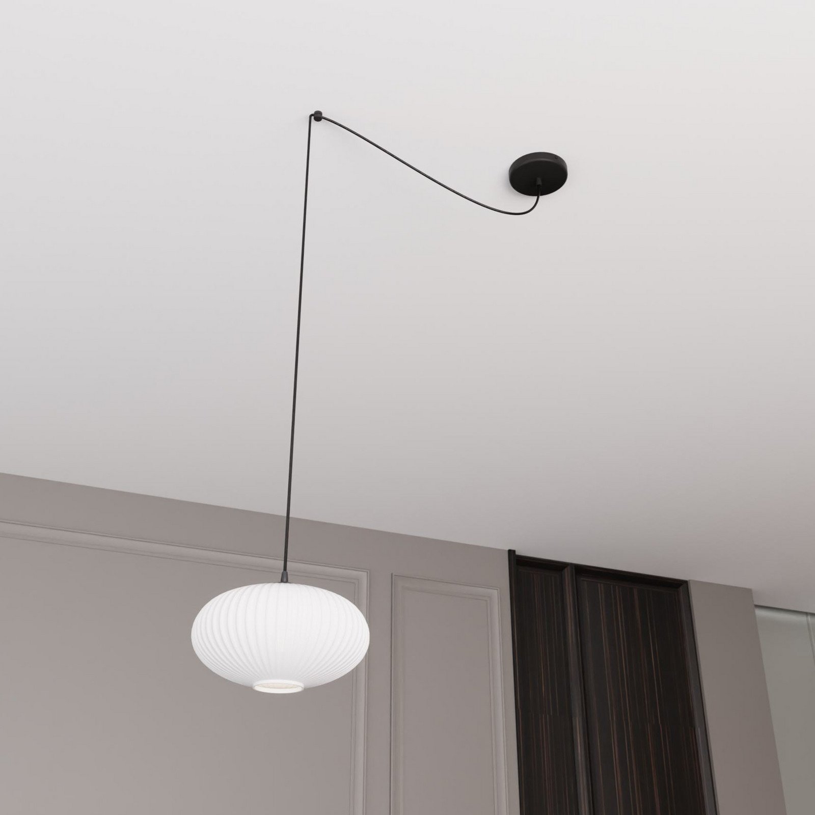 EMIBIG LIGHTING Lampă suspendată Origo Ø 30 cm opal/negru descentralizată sticlă - Camera de zi / sufragerie - opal negru