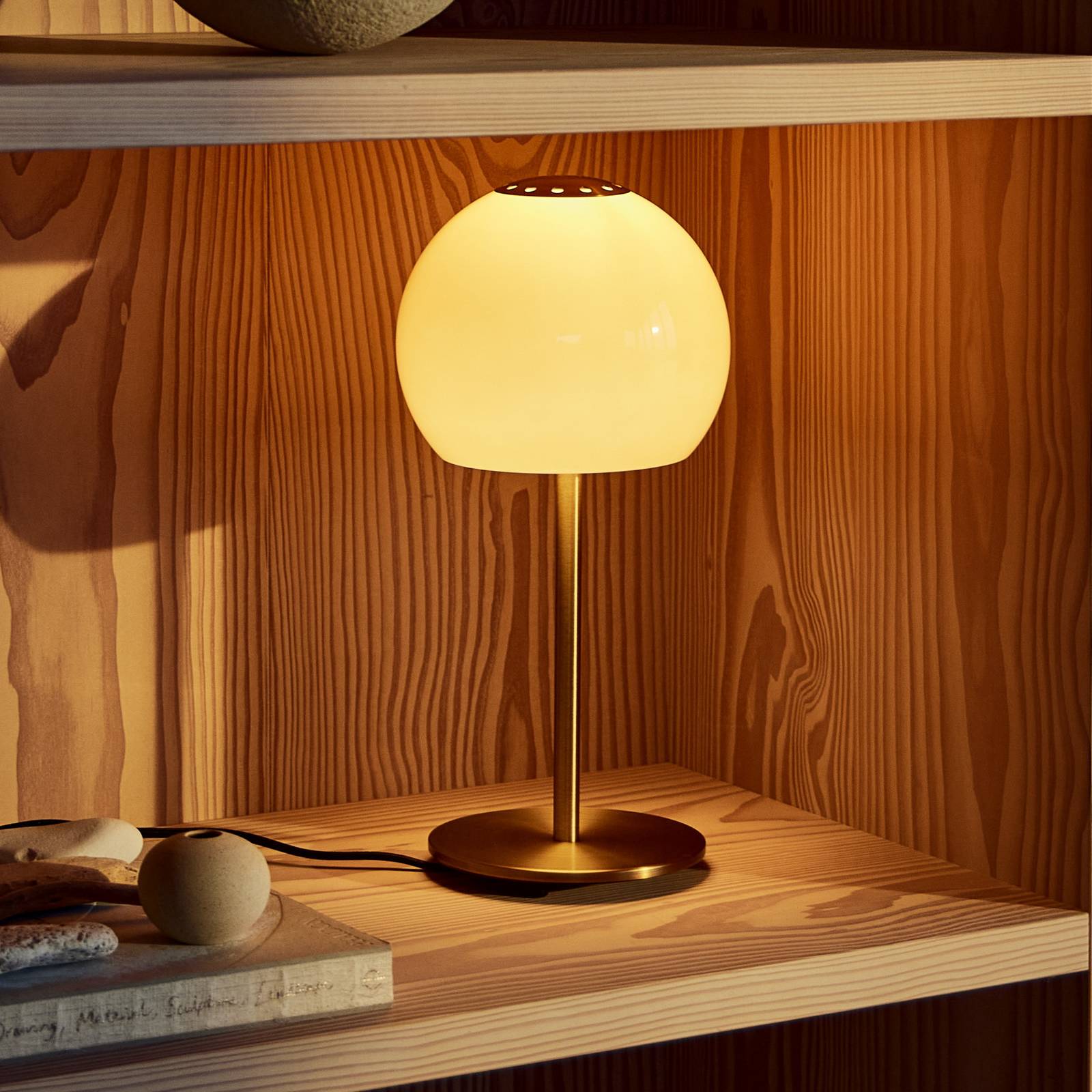 FRANDSEN Lampe à poser Ball Glass, ambre, verre, 37 cm, E14