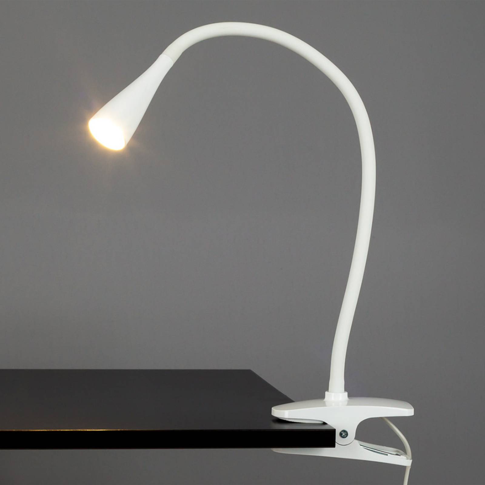 lindby lampe à pince led baris étroite en blanc