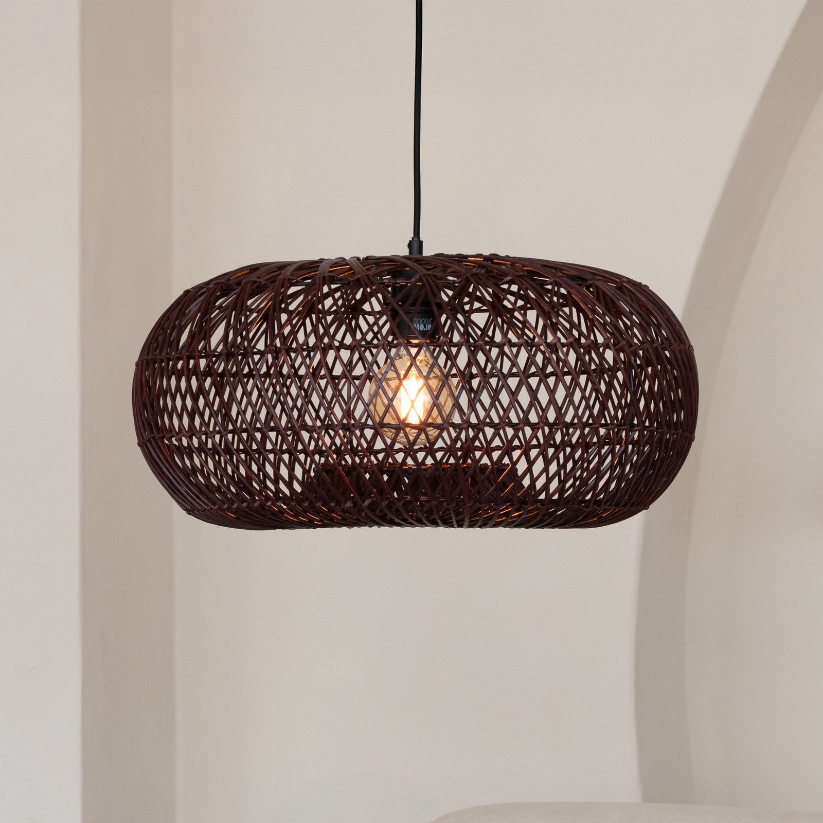 GOOD & MOJO Lampă suspendată Arizona roșu Ø 50 cm bambus E27 - Camera de zi / sufragerie - roșu burgund - Bamboo