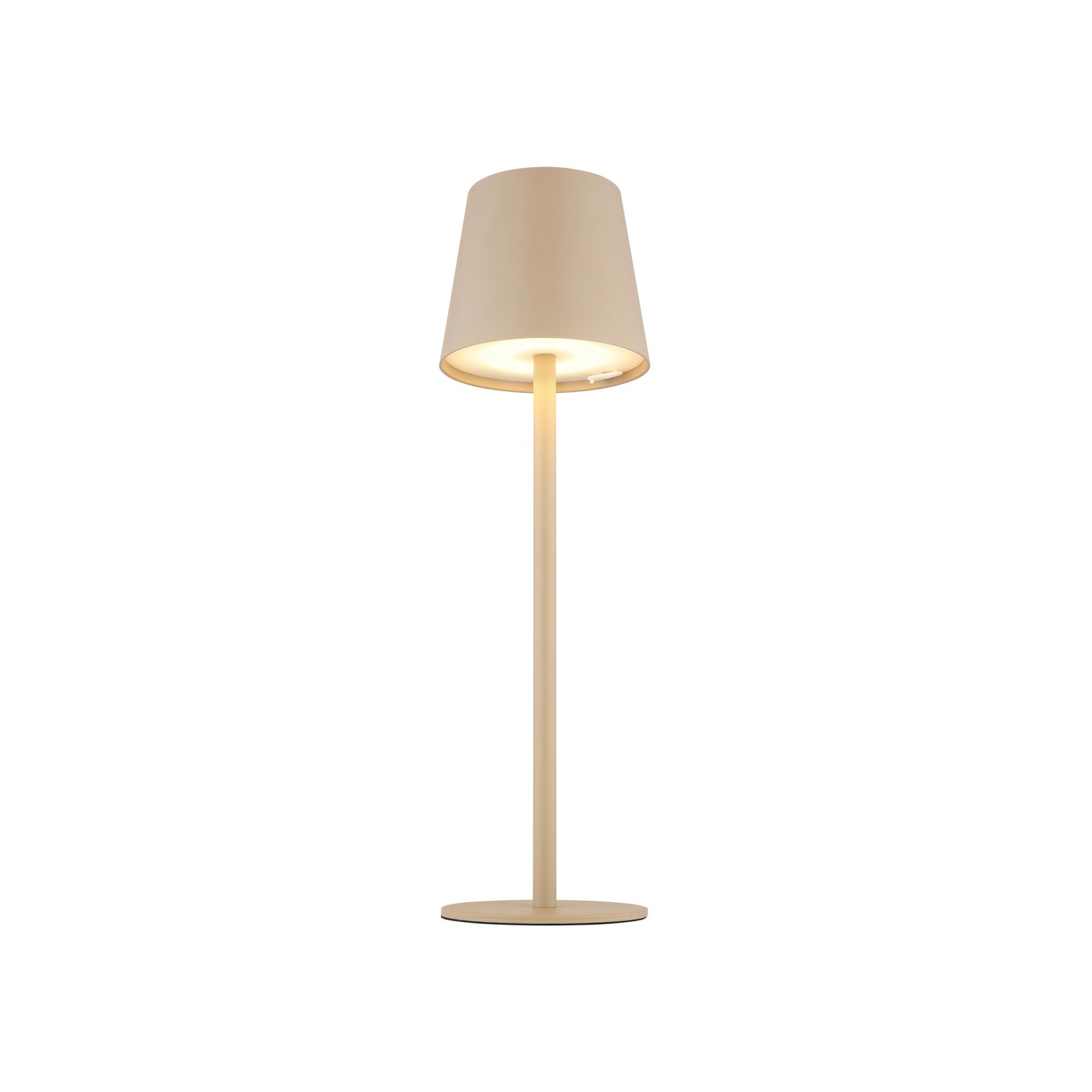 Lámpara de mesa LED recargable Vannie, color arena Altura 36 cm, CCT