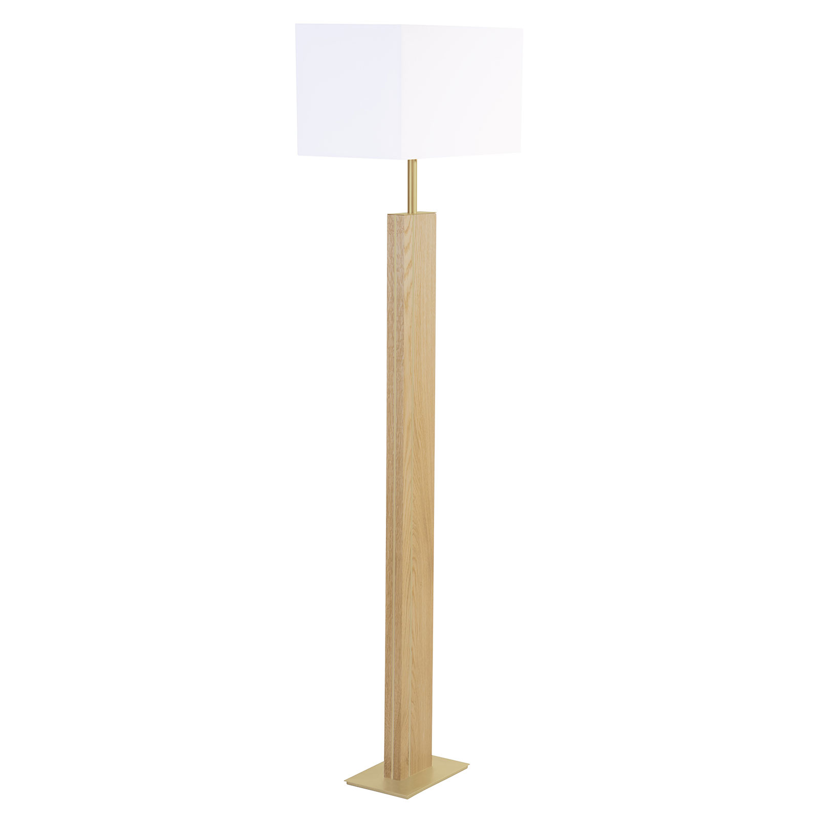 HerzBlut Miss Hilton floor lamp natural oak nickel, for Living / Dining Room, wood, fabric, metal, E27, 60 W, energy efficiency: A++, L: 45 cm, W: 25 cm, H: 160 cm