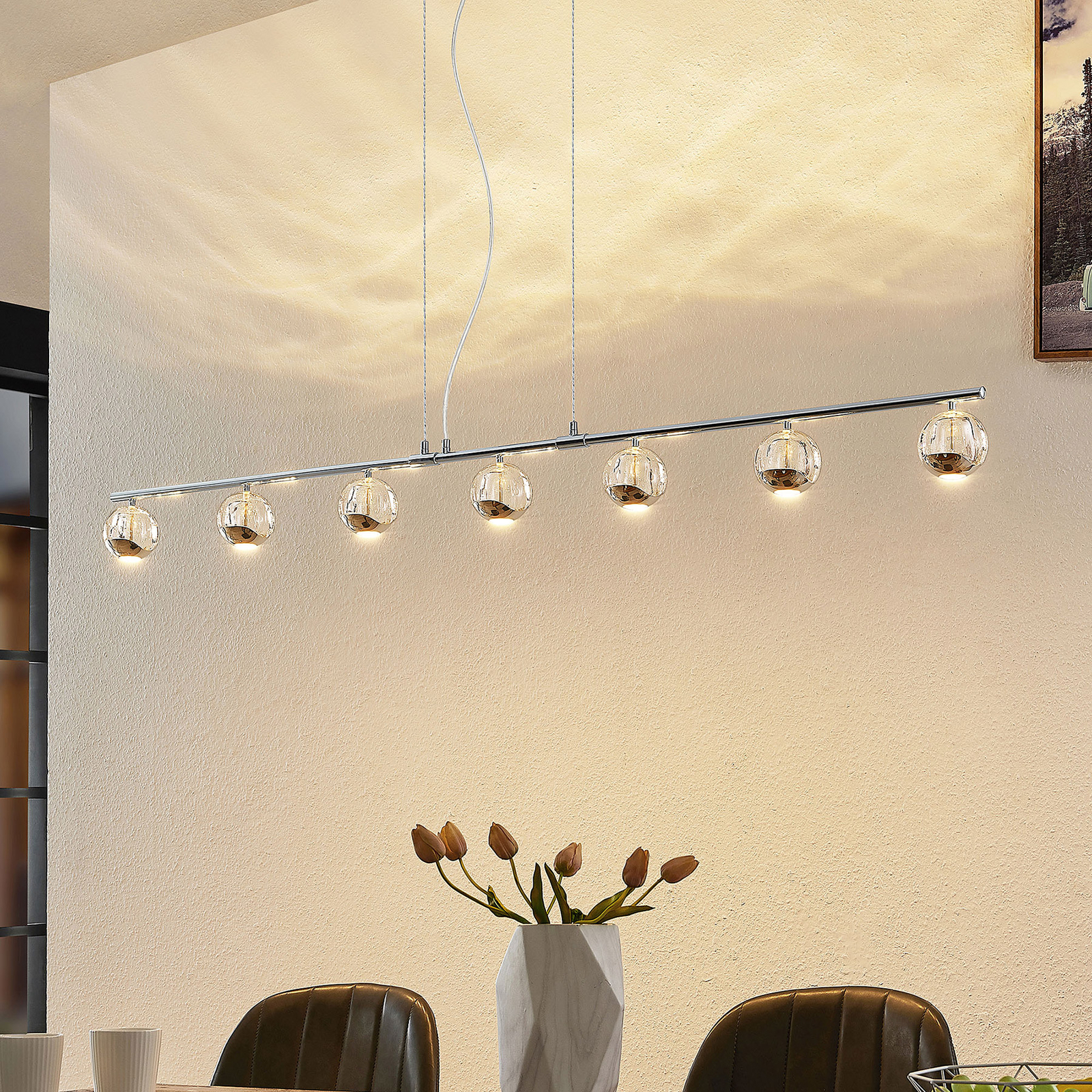 Lucande Kilio lámpara colgante LED, 7 luces, cromo