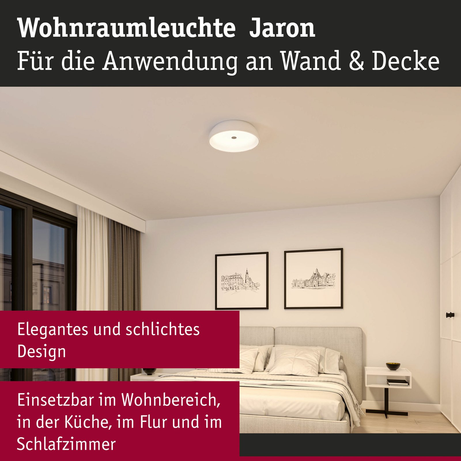 Paulmann Jaron LED ceiling lamp 3-level dim, white