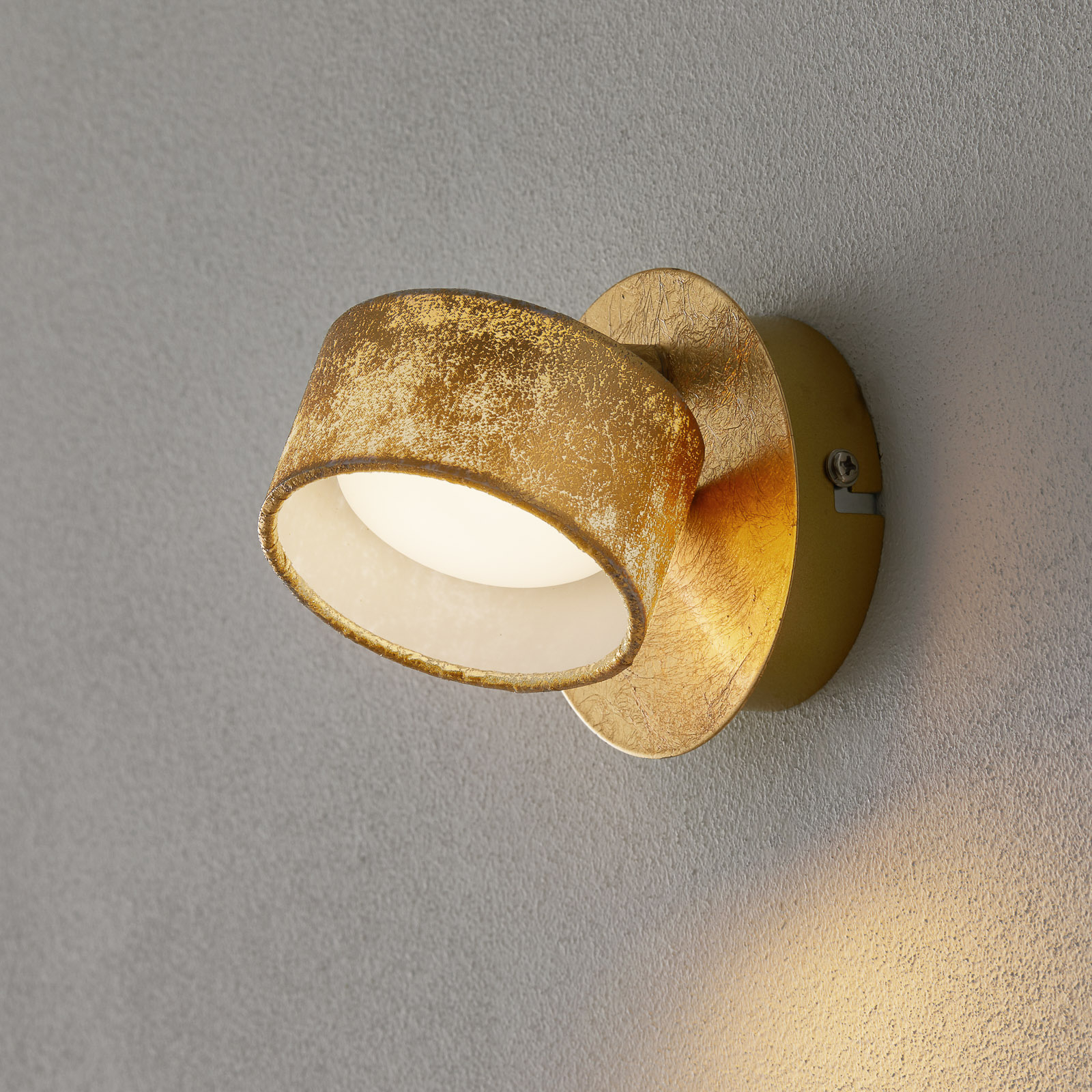 Brilonger Anna LED wall spotlight in gold, for Living / Dining Room, metal, fabric, 5 W, energy efficiency: A+, H: 10.5 cm