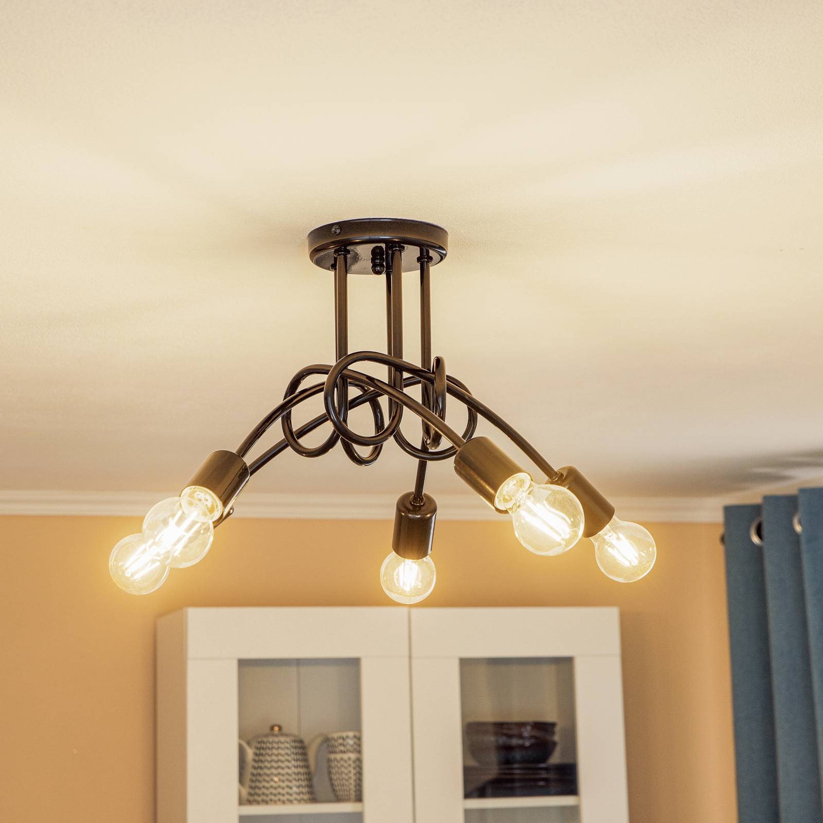 Lampa sufitowa Joiy, krzyżowa, 5-punktowa, czarna