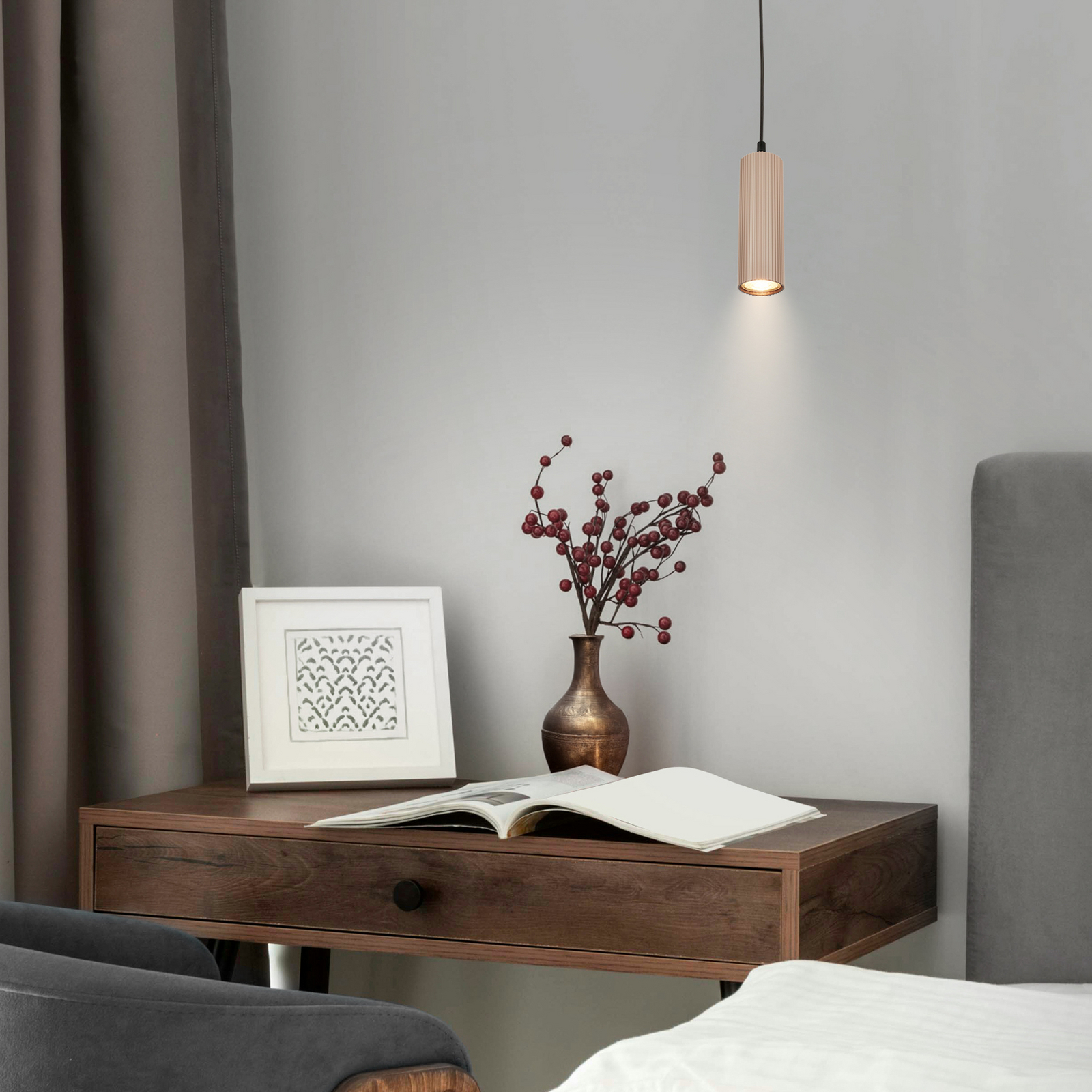 Suspension Ida, beige, à 1 lampe, Ø 10 cm, GU10 Suspension Ida, beige, à 1 lampe, Ø 10 cm, GU10