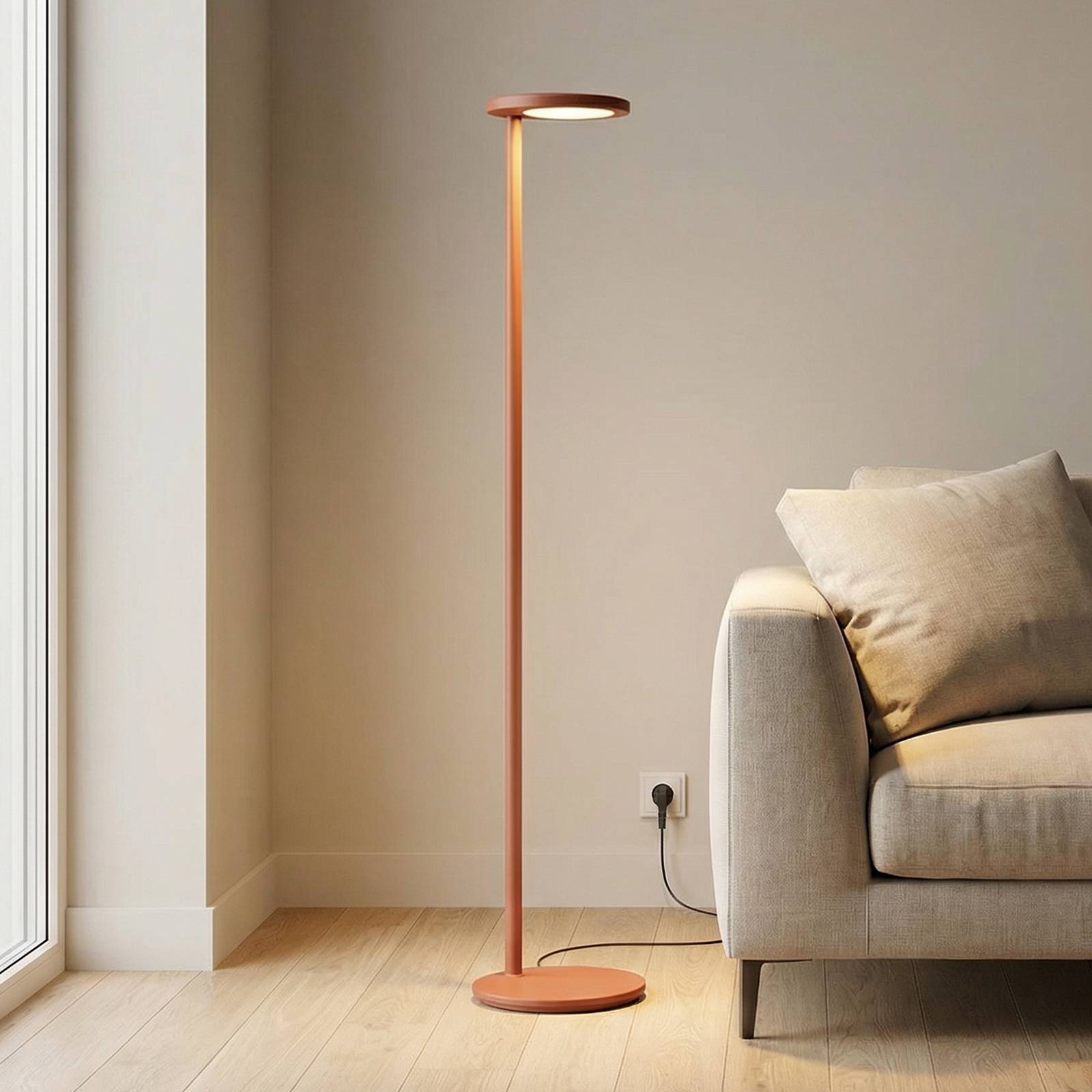 Levně Flos Architectural FLOS Oblique Floor LED stojací lampa 927 USB hnědá