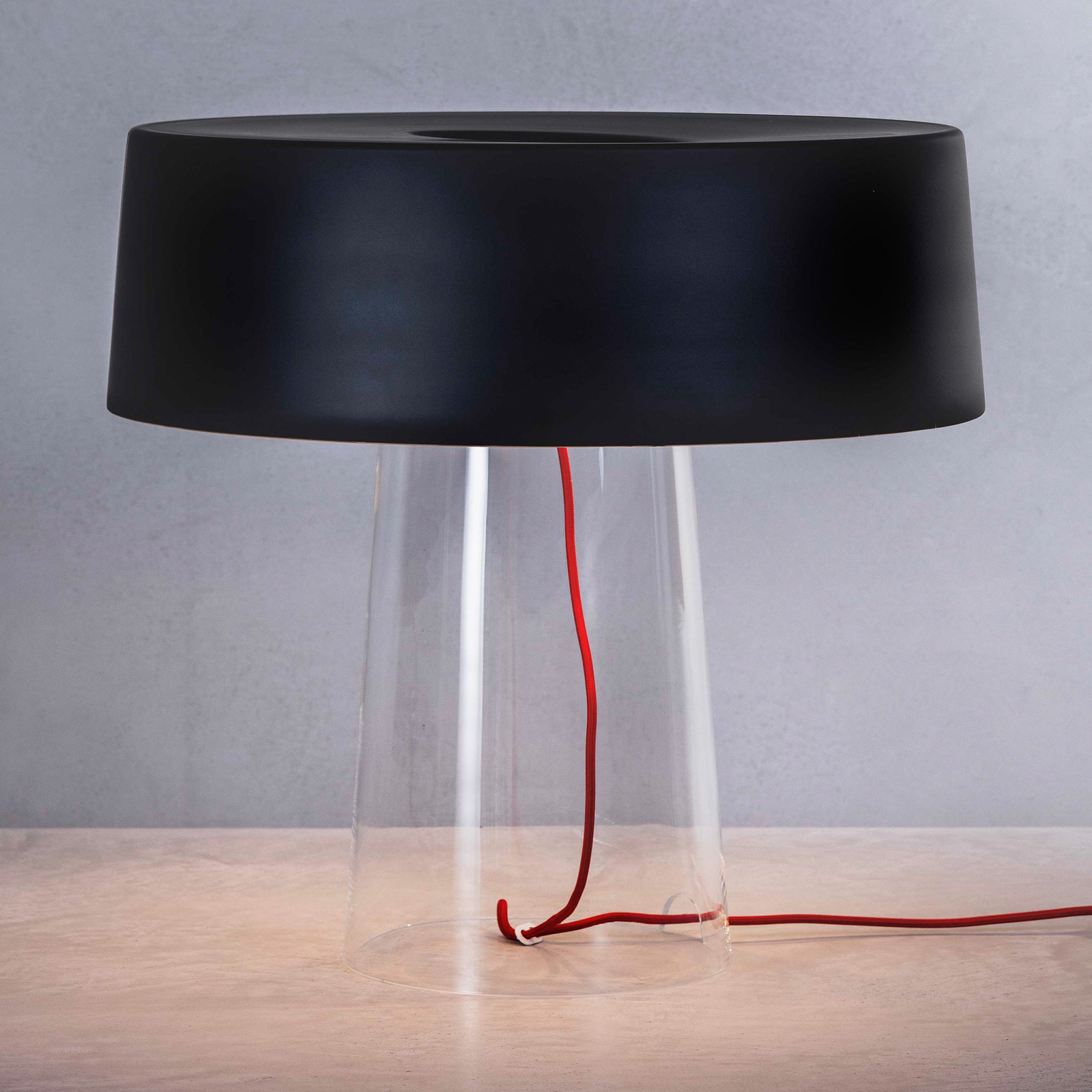 Prandina Glam stolní lampa 48cm čirá/černá