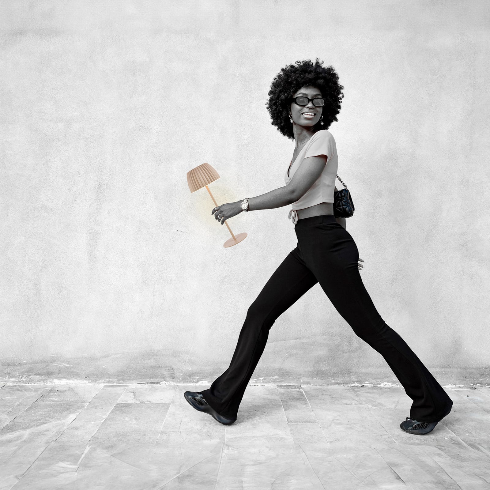 LED акумулаторна настолна лампа Brilo unplugged Riffle, 36 cm, бежова