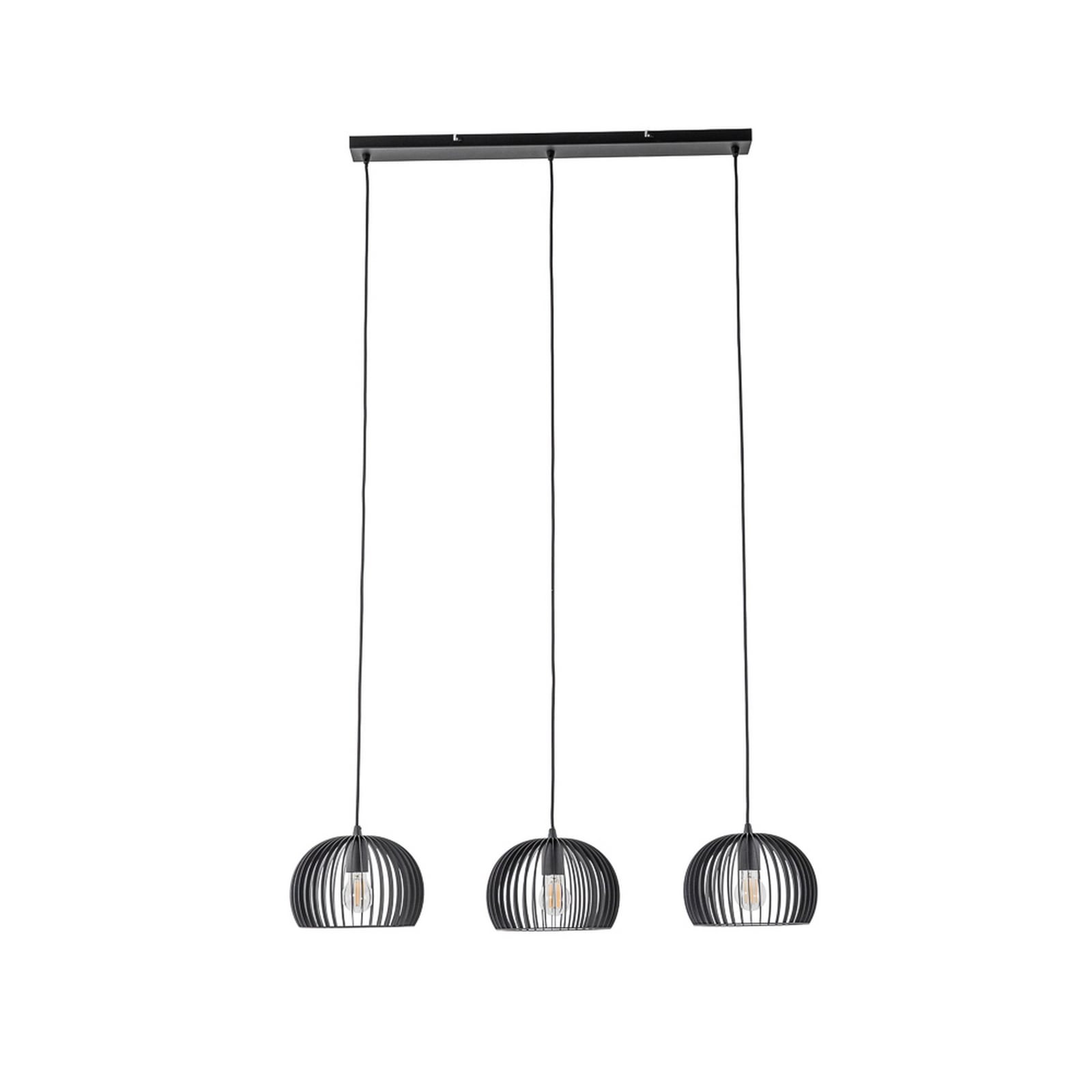 Lindby függőlámpa Jusra, fekete, fém, 3-as lámpa, 99cm