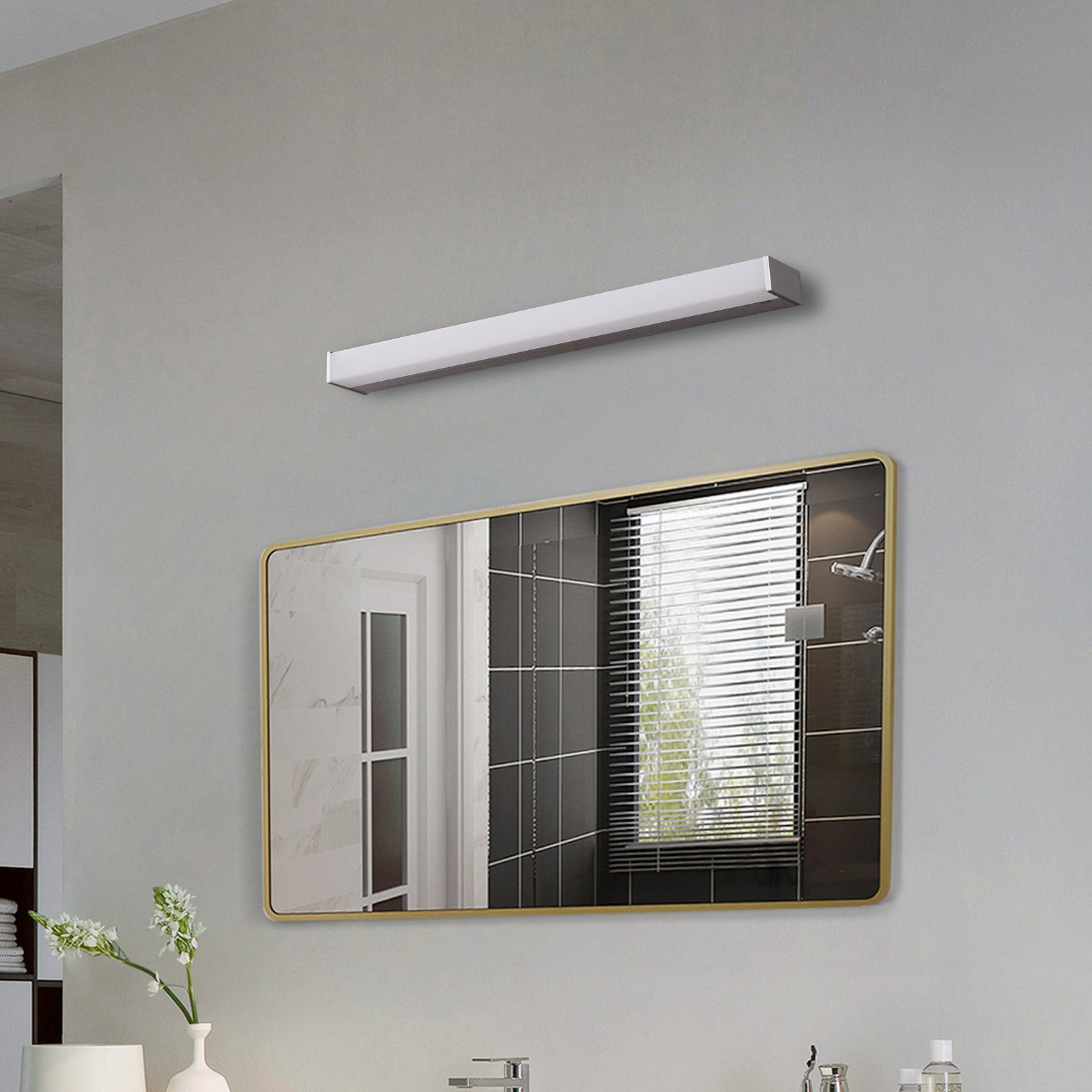 LED bathroom mirror light Philippa, angular, 58cm, aluminium