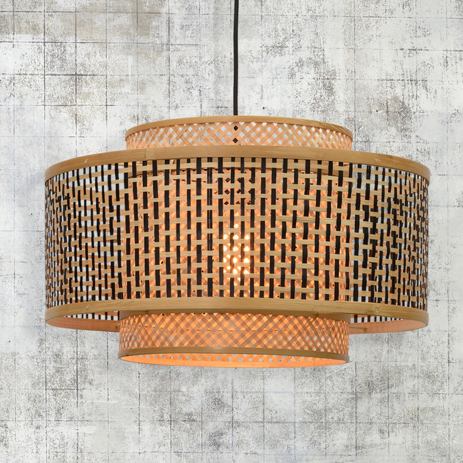 GOOD & MOJO Lampă suspendată din bambus Bhutan Ø 50 cm - Camera de zi / sufragerie - design - natural negru - Bamboo