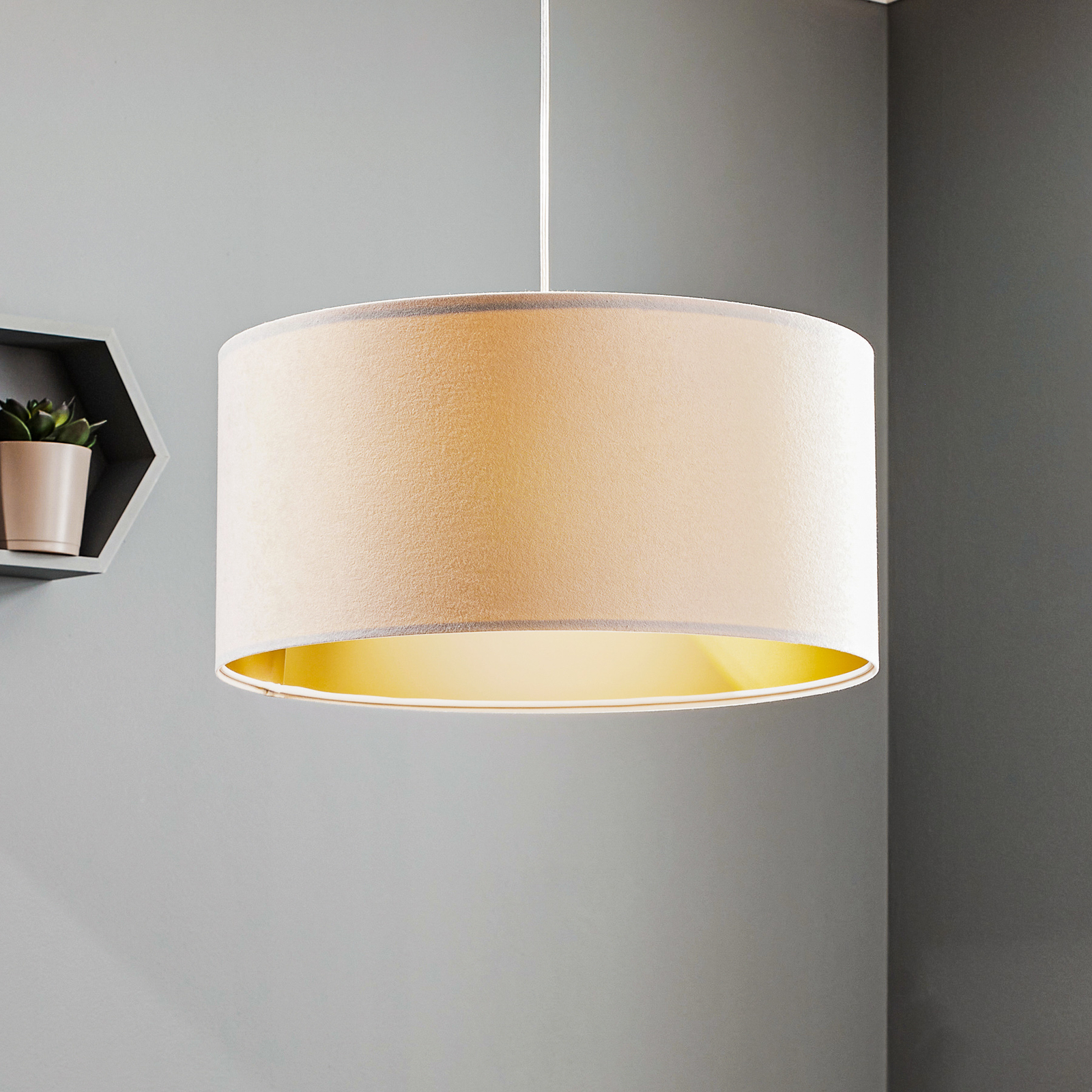 Pendelleuchte Salina, weiß/gold Ø 50cm