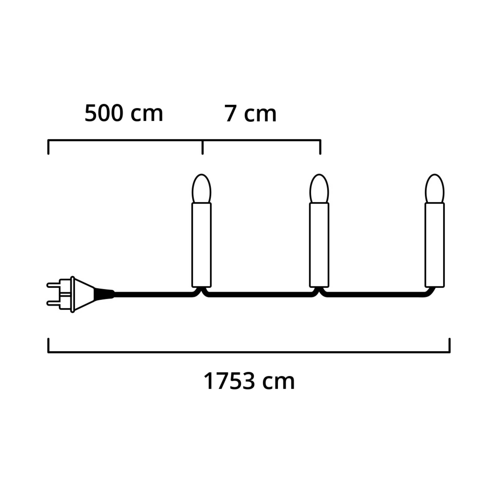 Łańcuch świetlny LED mikro ciepły biel 180 płomieni 17,5m