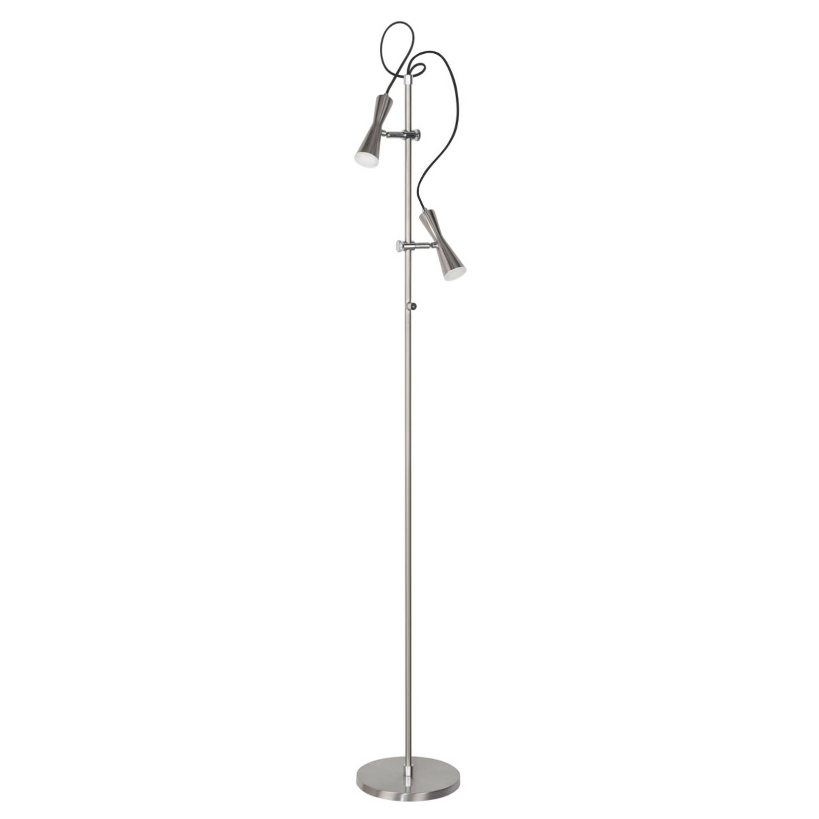 Lampadaire LED Move sophistiqué, 2 lampes, nickel