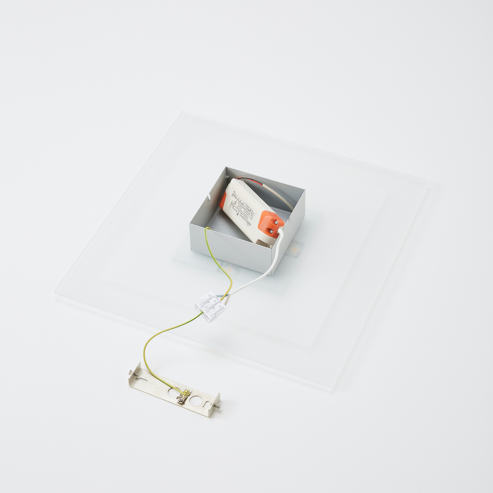 Quitani Plafoniera LED Tian, paralume in vetro, 39 x 39 cm