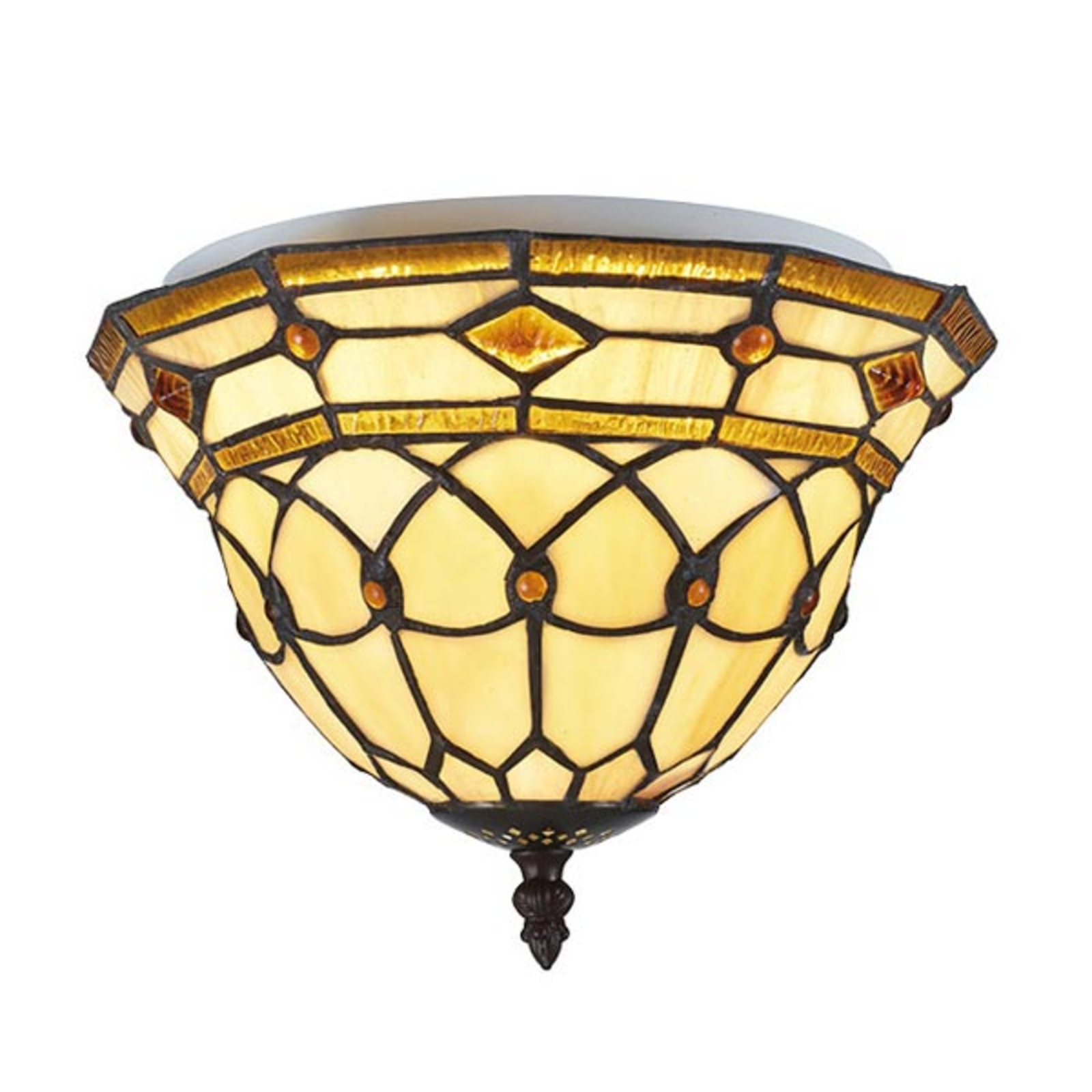 LED-taklampe Jarai i fargerik Tiffany-look