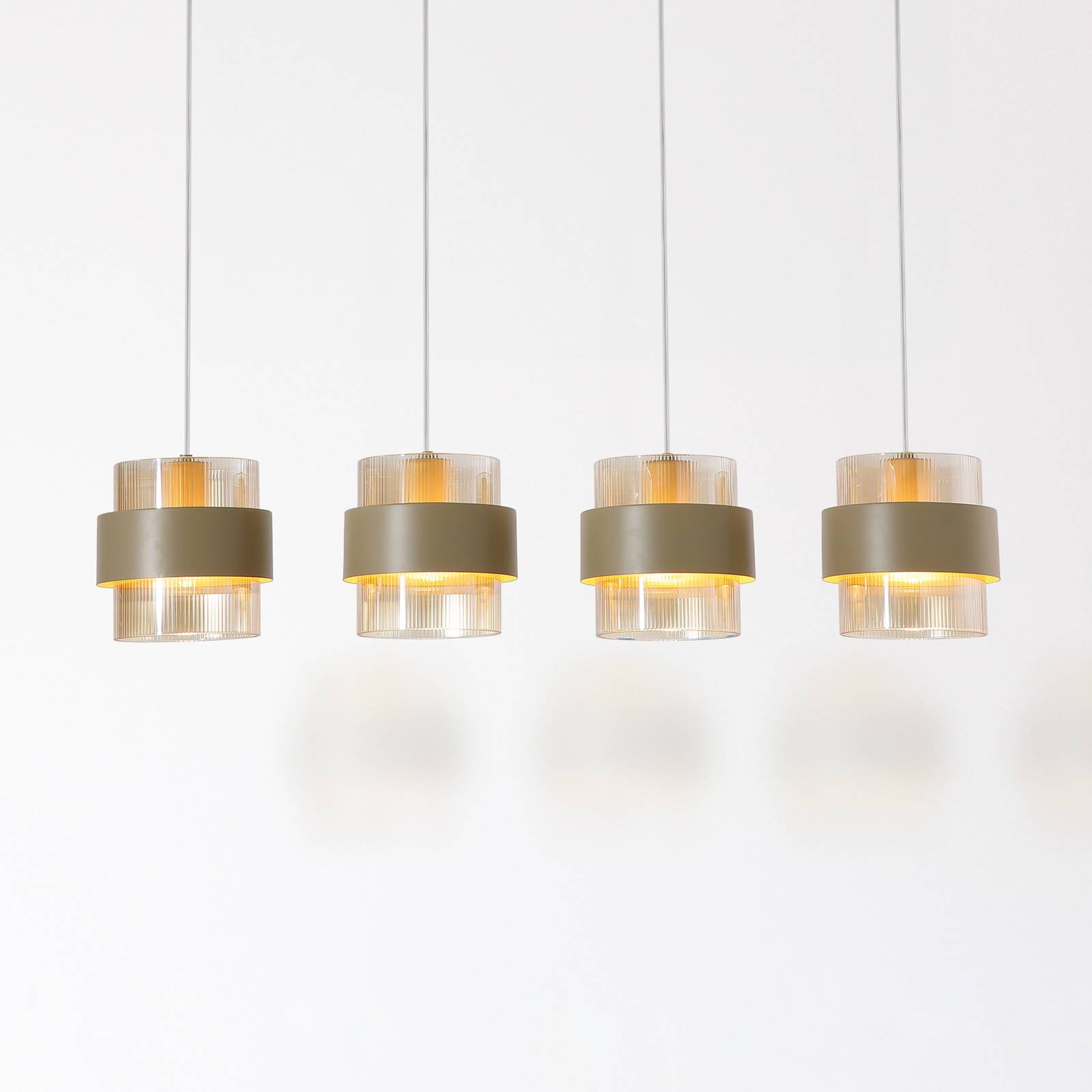 Searchlight Hänglampa Royal, grå/bärnstensfärgad, längd 80 cm, glas/metall, 4 lampor