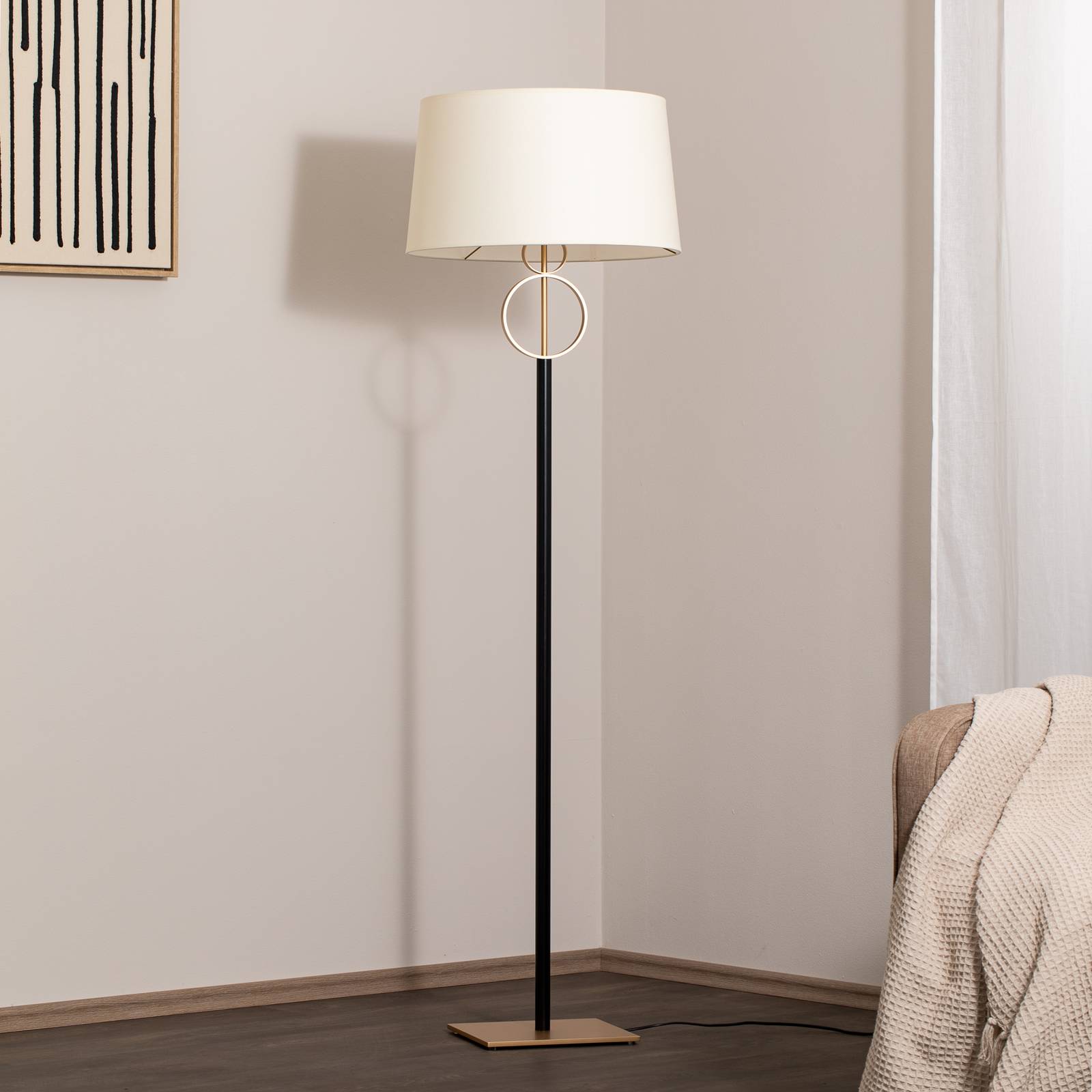 Stehleuchte Priam, schwarz/gold, Stahl, Höhe 156 cm günstig online kaufen