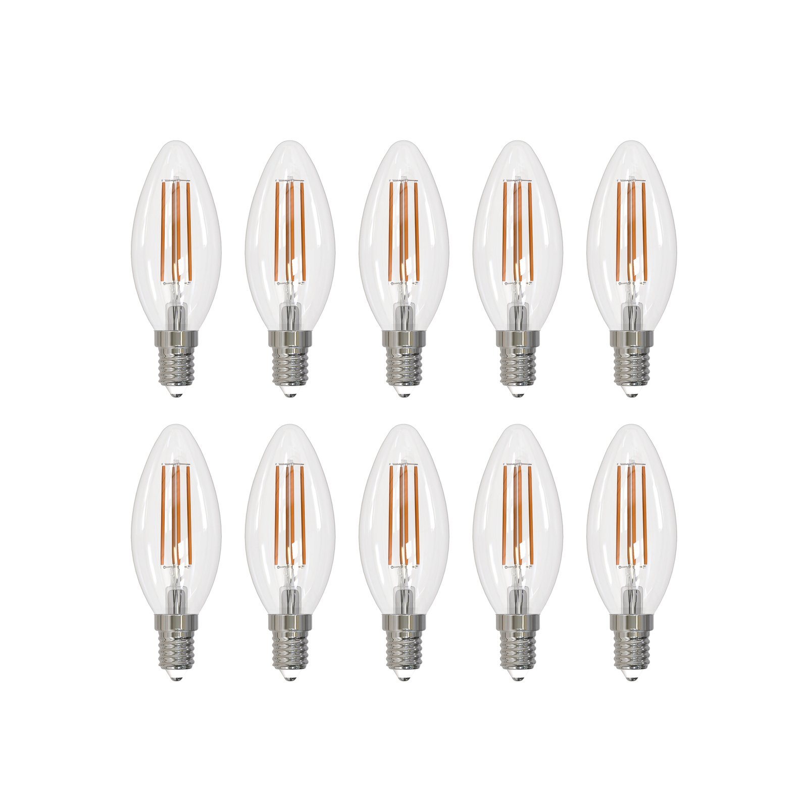 Arcchio filament LED bulb E14 candle set of 10, 2700 K