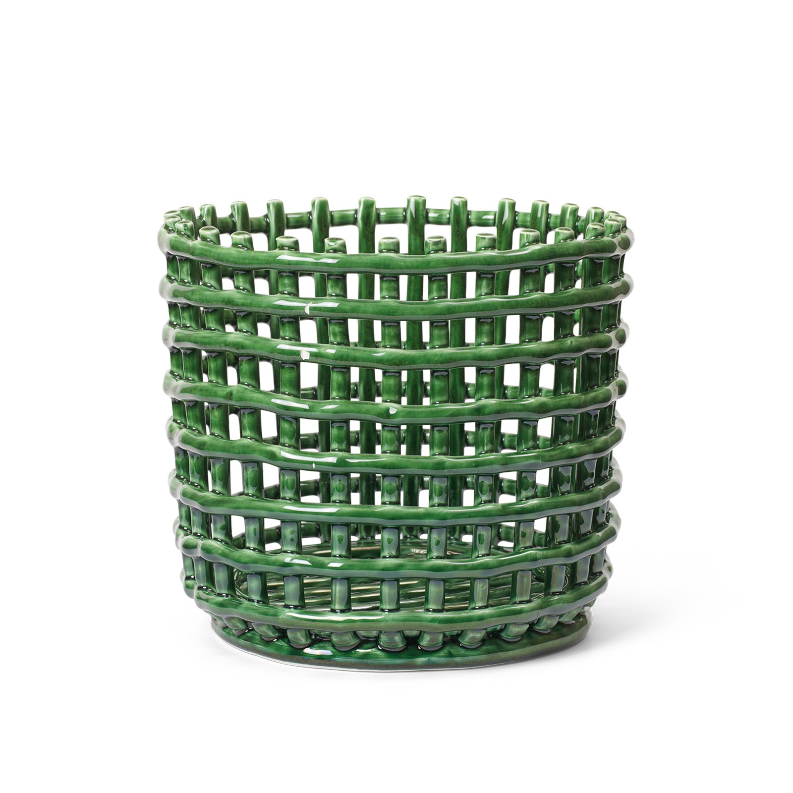 ferm LIVING Coș ceramic, rotund, Ø 23,5 cm, verde, ceramică