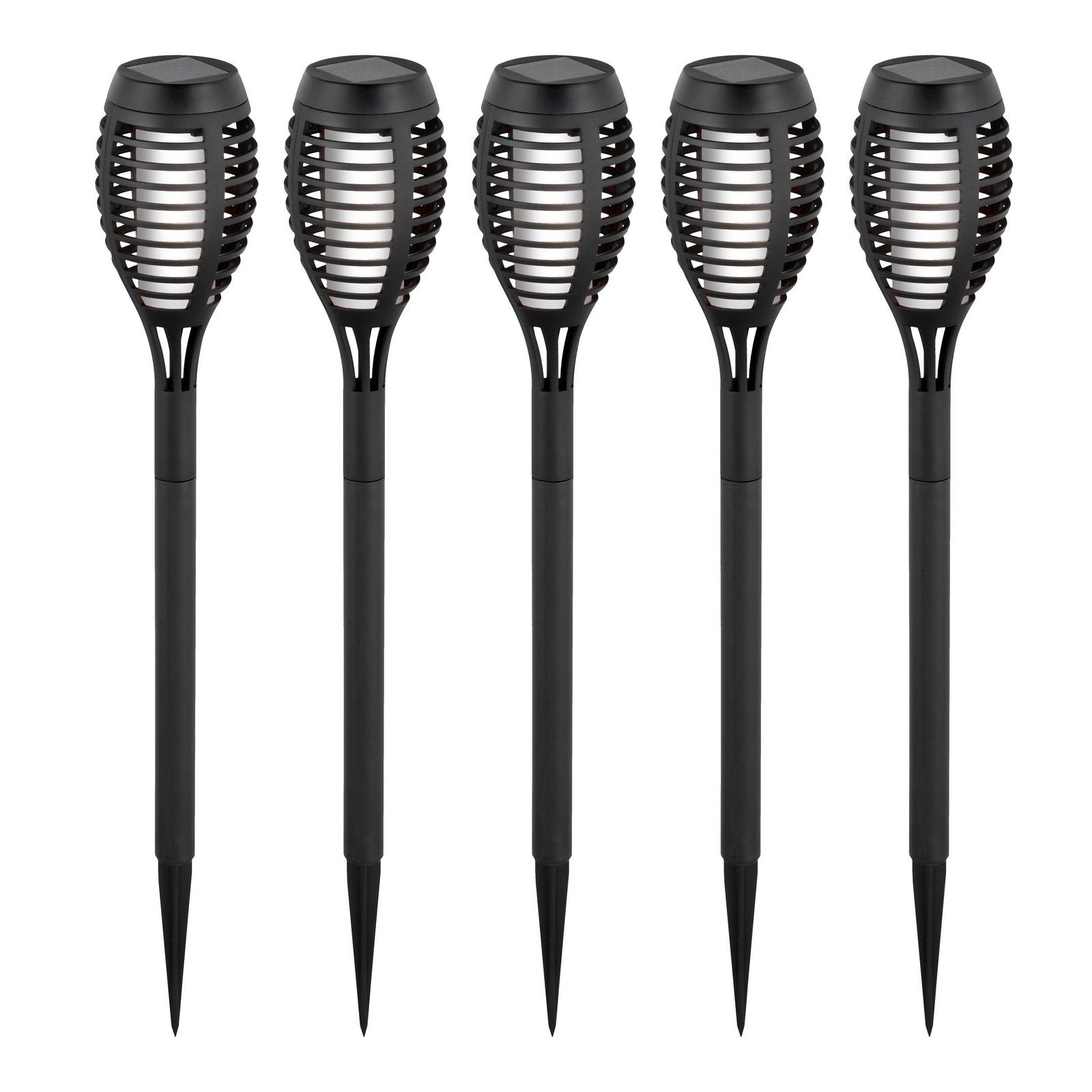 LED-Solar-Erdspießlampe FANILO, schwarz, 45 cm, 5er-Set IP44