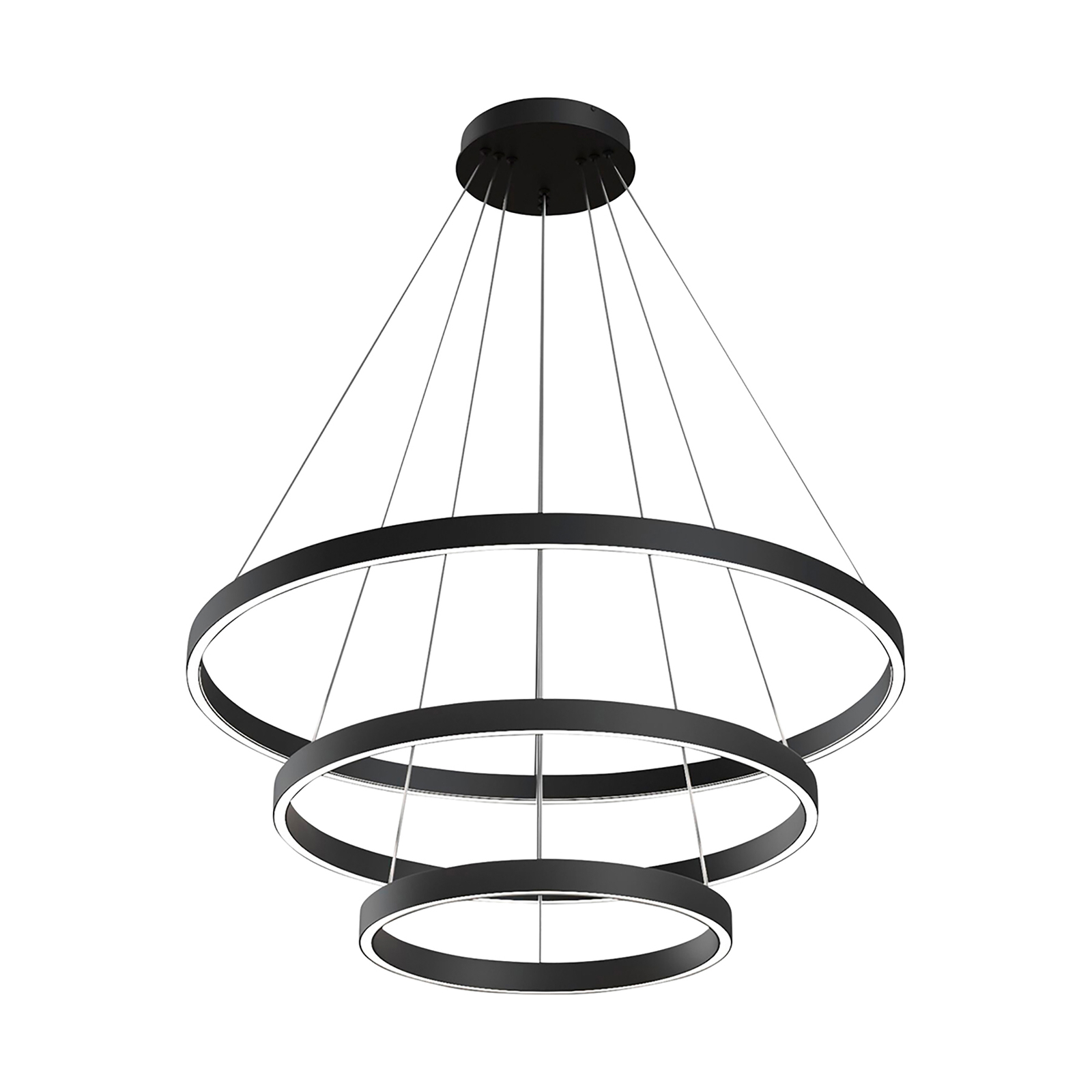 Maytoni Rim suspension LED, 840, 3 anneaux, noire