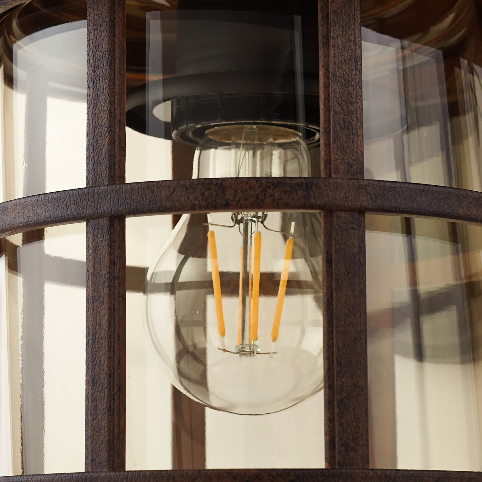 Applique da esterno Ankea, 37 cm, E27, ruggine/ambra, IP23 - Lindby