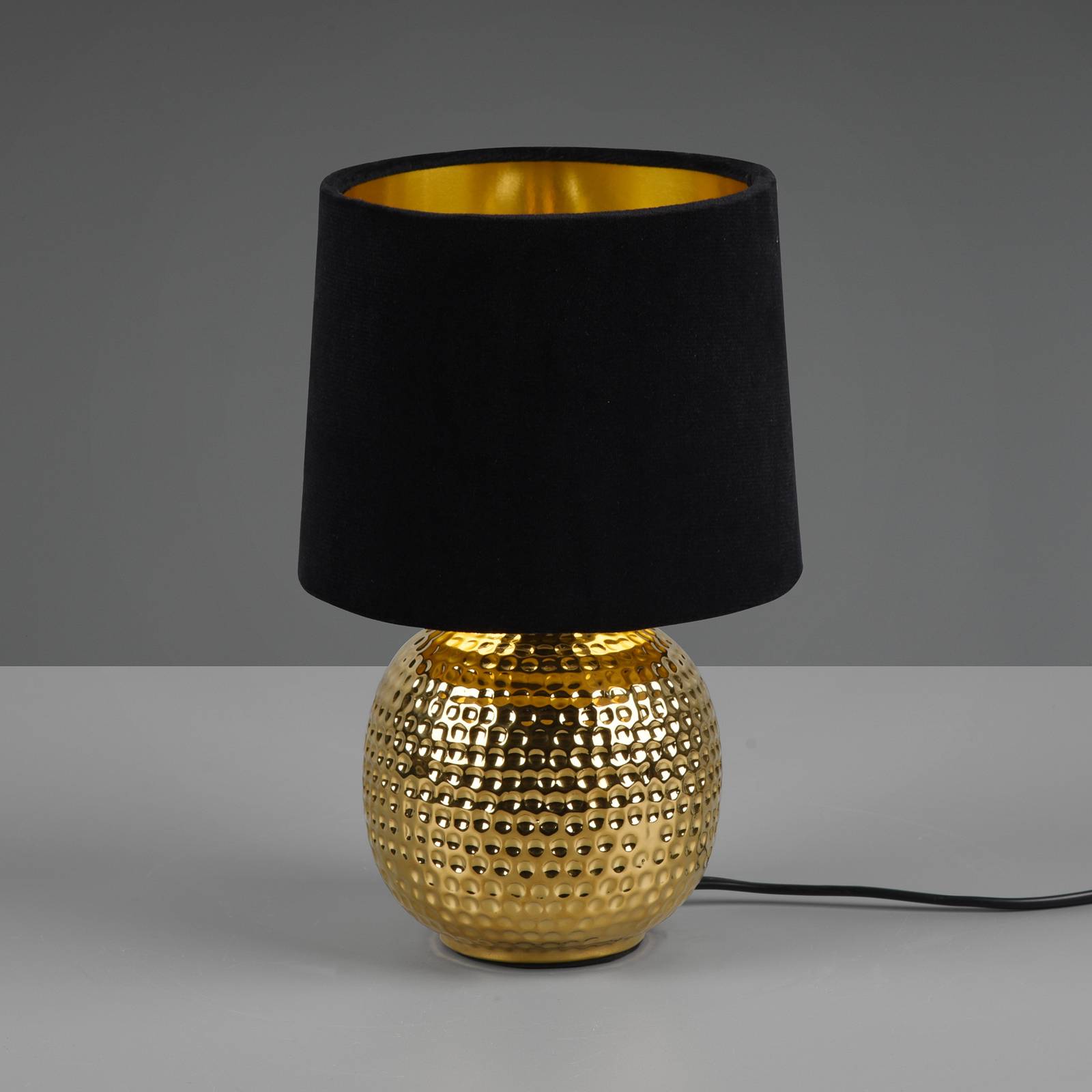 Tischleuchte Sophia mit Keramikfuß, schwarz/gold günstig online kaufen