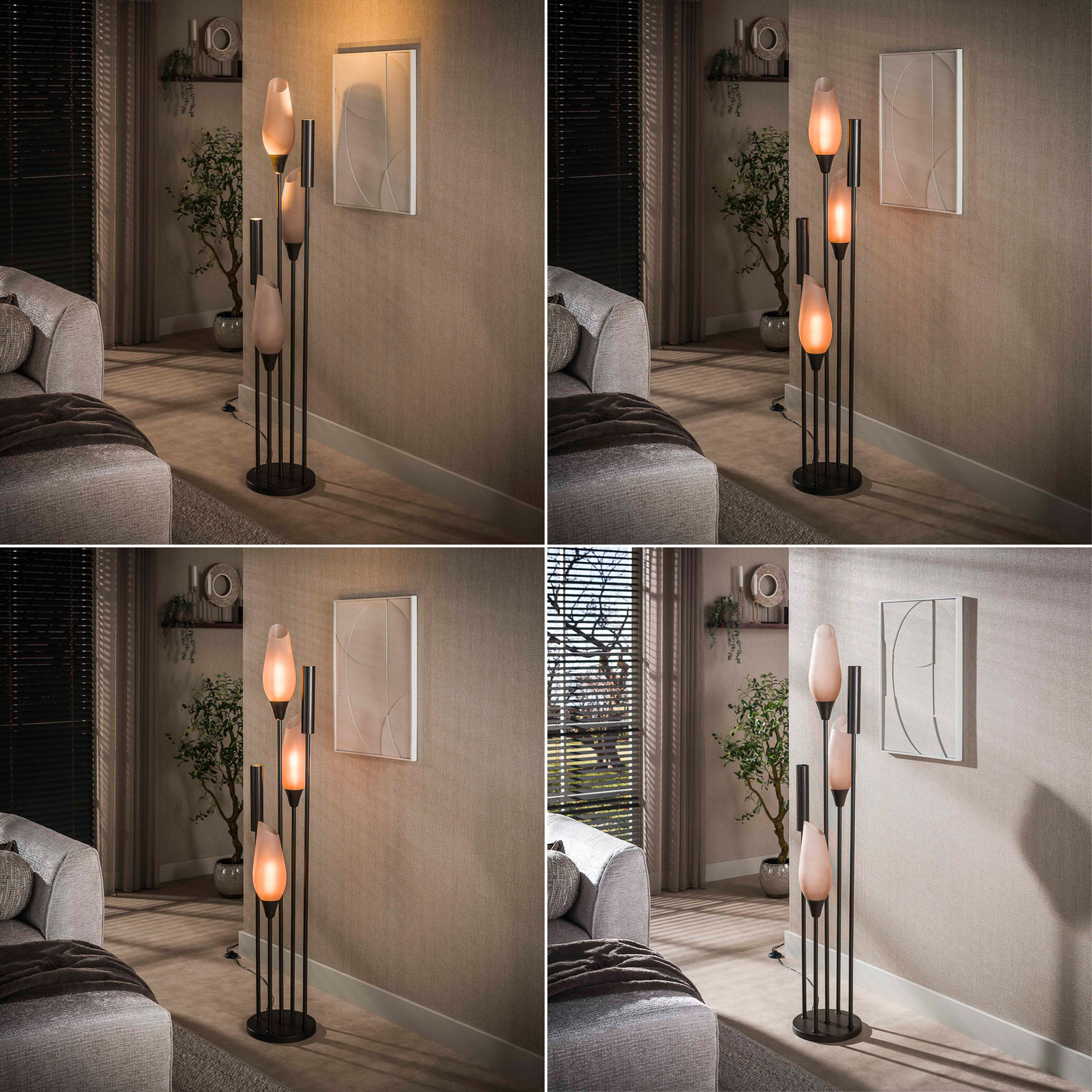 Stojací lampa Cocoon, sklo, hnědé matné, 5 žárovek, E27, GU10 Stojací lampa Cocoon, sklo, hnědé matné, 5 žárovek, E27, GU10