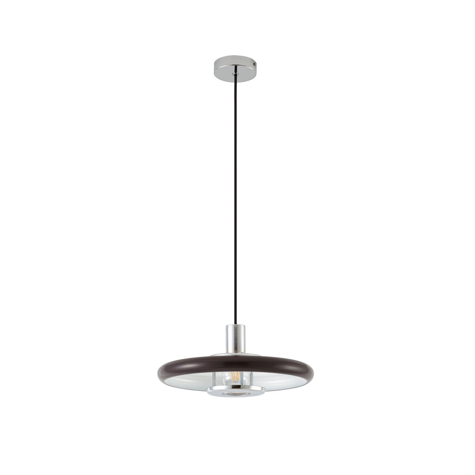 Lampada a sospensione Branford, marrone, Ø 35 cm, metallo, stile retrò - Lindby Lampada a sospensione Branford, marrone, Ø 35 cm, metallo, stile retrò - Lindby