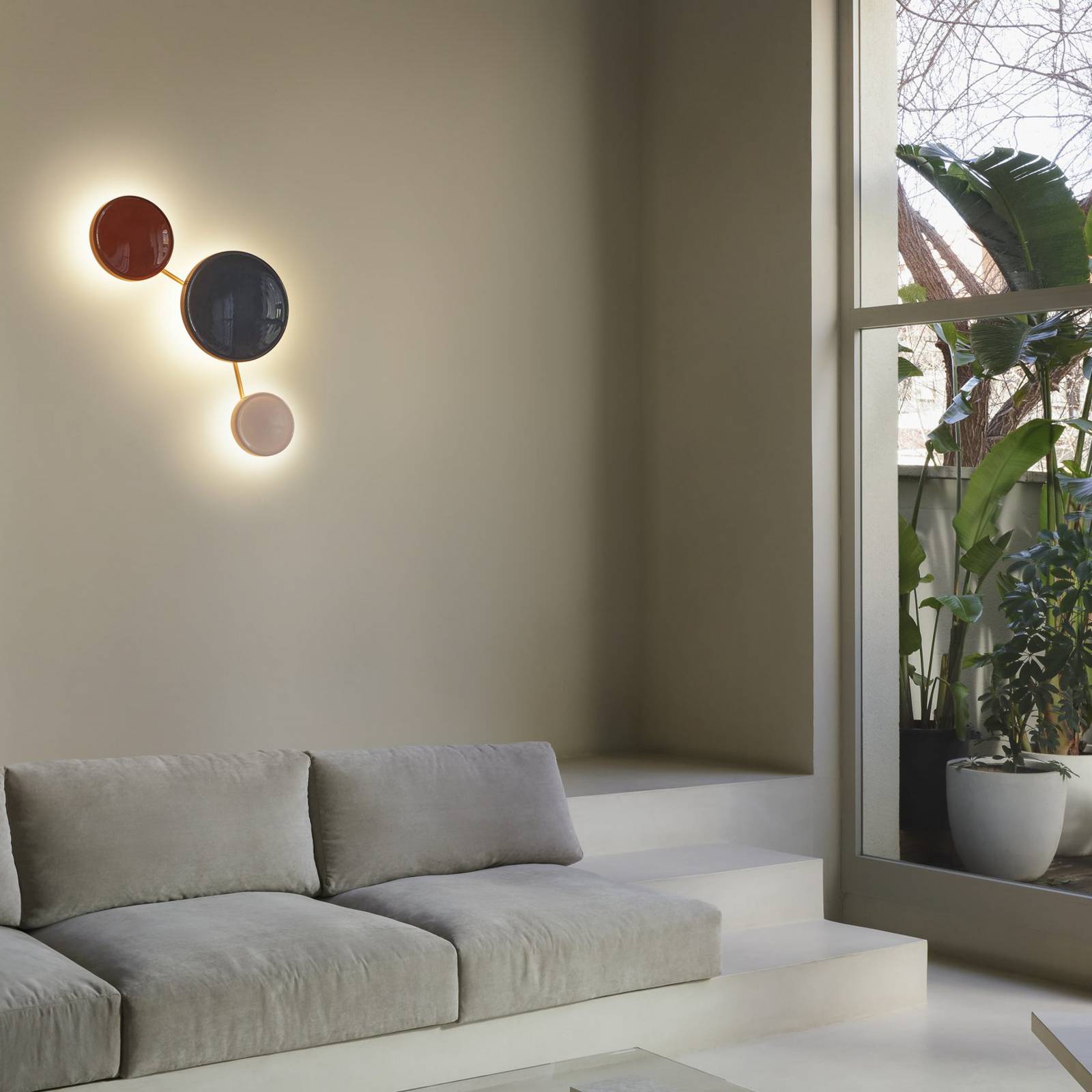 MARSET LED-Wandlampe Caramel, blau, Ø 38 cm, TRIAC, Glas günstig online kaufen