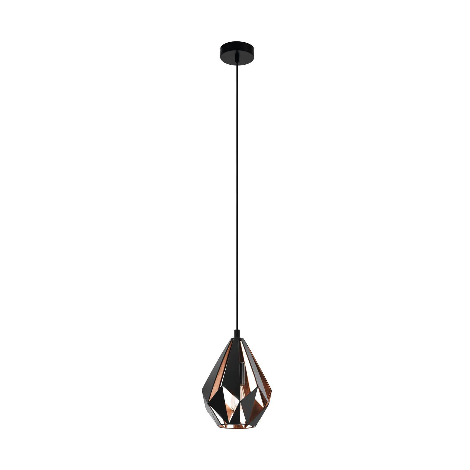 Carlton függő lámpa, fekete/réz, Ø 20,5 cm