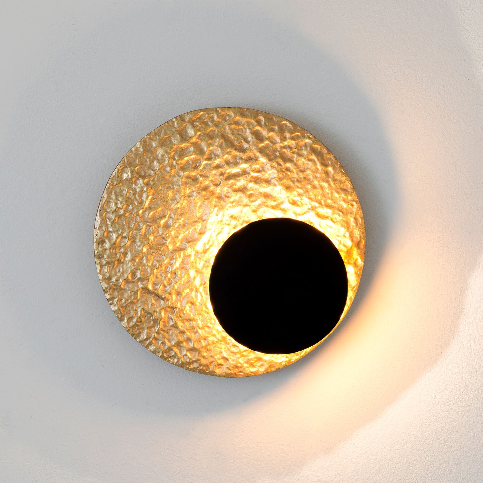 LED-vegglampe Infinity i gull, Ø 20 cm
