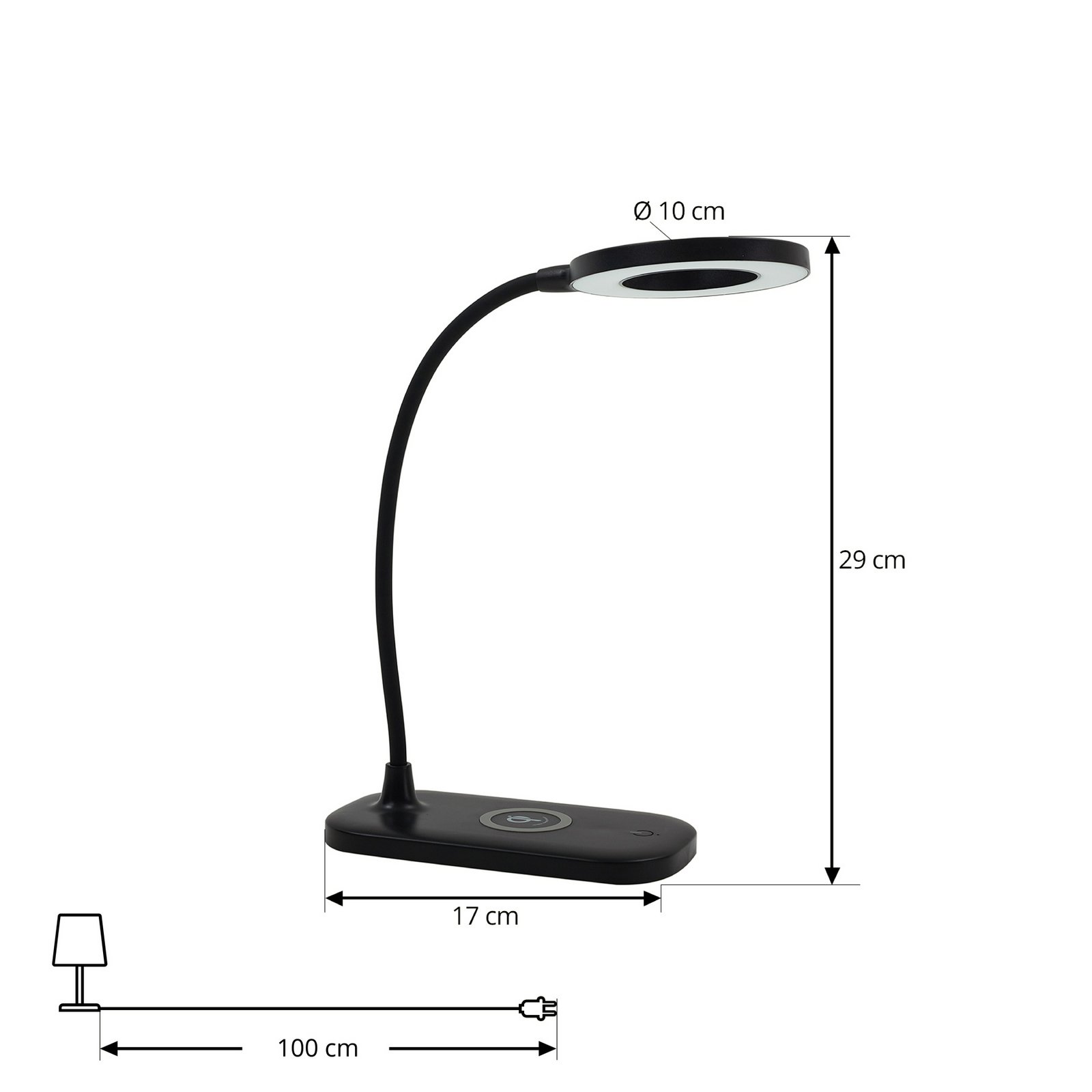 Siona LED Lampe de Table CCT Dim. w/Charger Noir - Lindby