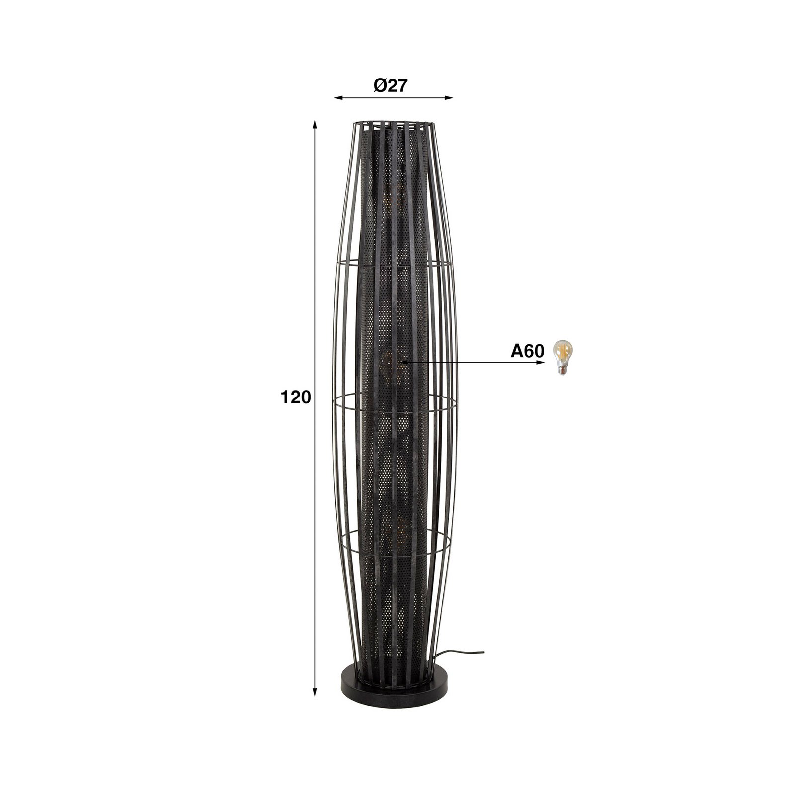 Stehlampe Dublindo, Höhe 120 cm, anthrazit, Metall, 3 x E27