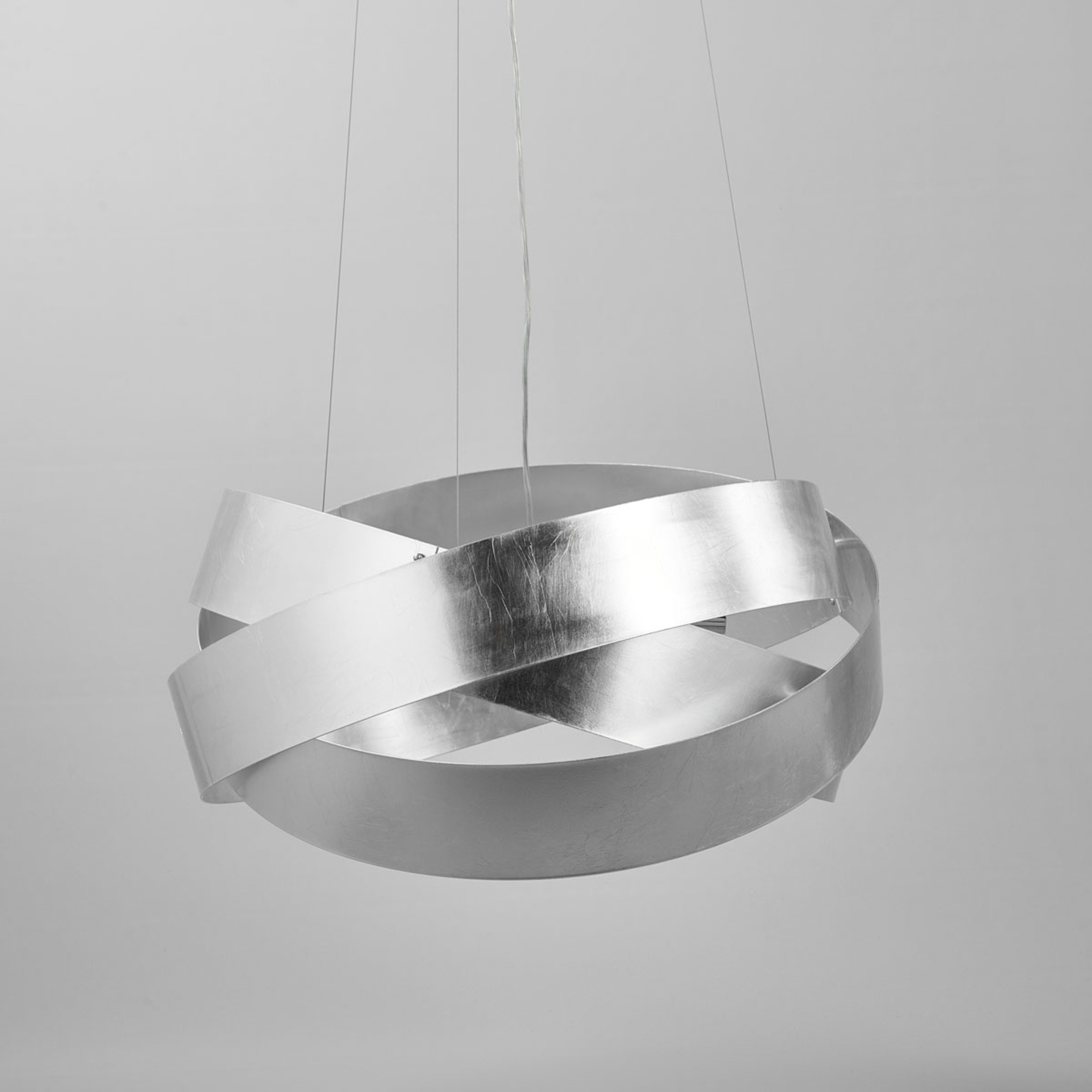 Lampa wisząca Pura ze srebrnym liściem, 60cm, 8x G9