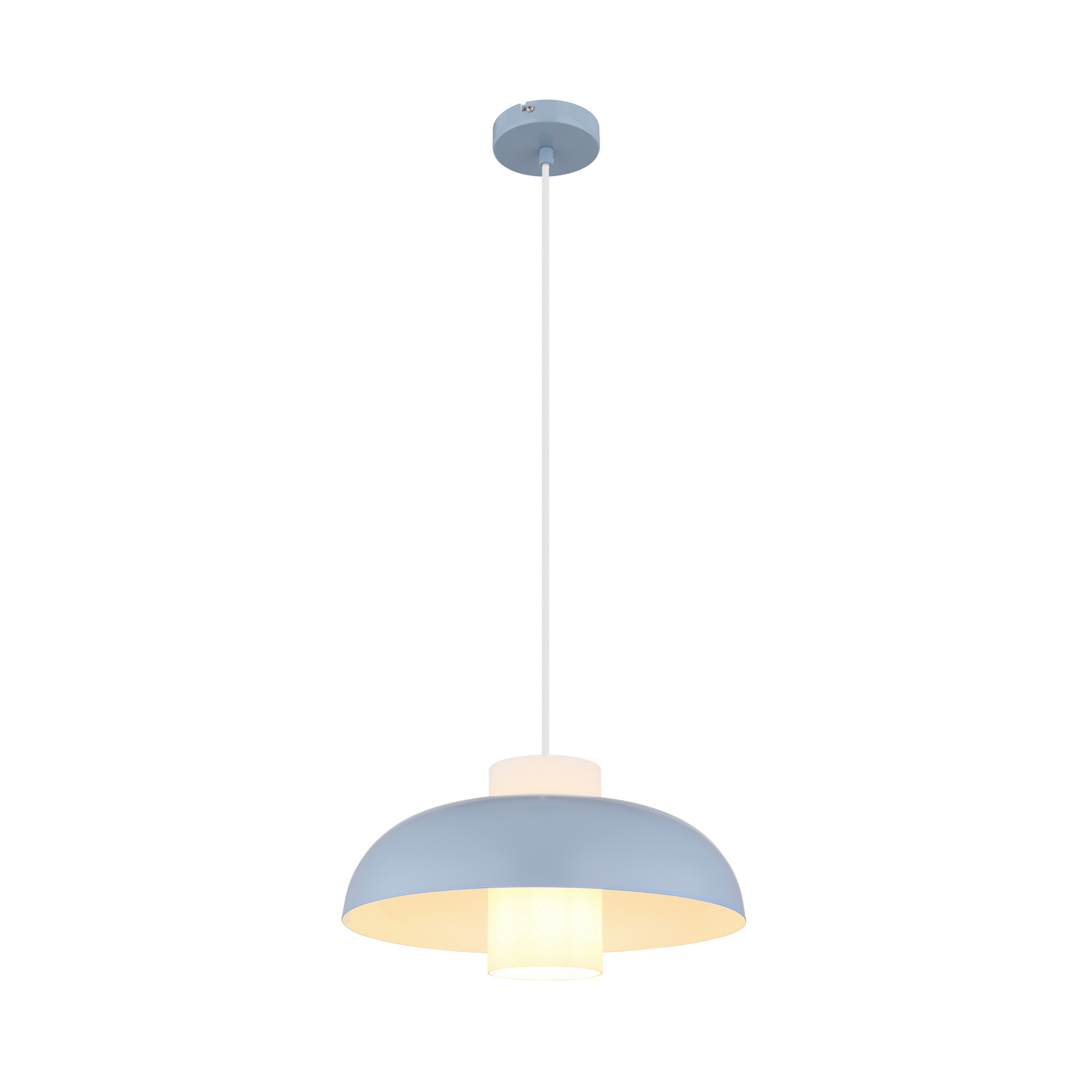 Pendellampe Lowe, blau matt, Ø 38 cm, Metall