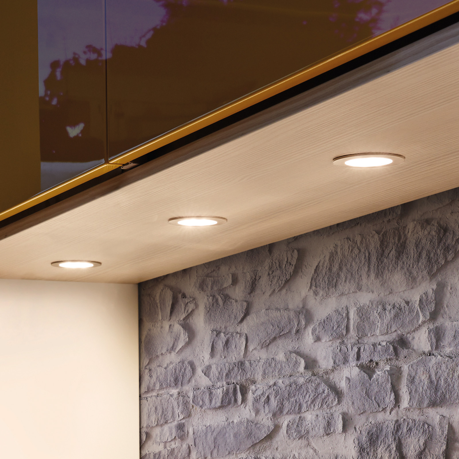 HERA Dynamic FR 55 LED furniture light, set of 3, for Living / Dining Room, plastic, 3 W, energy efficiency: A+