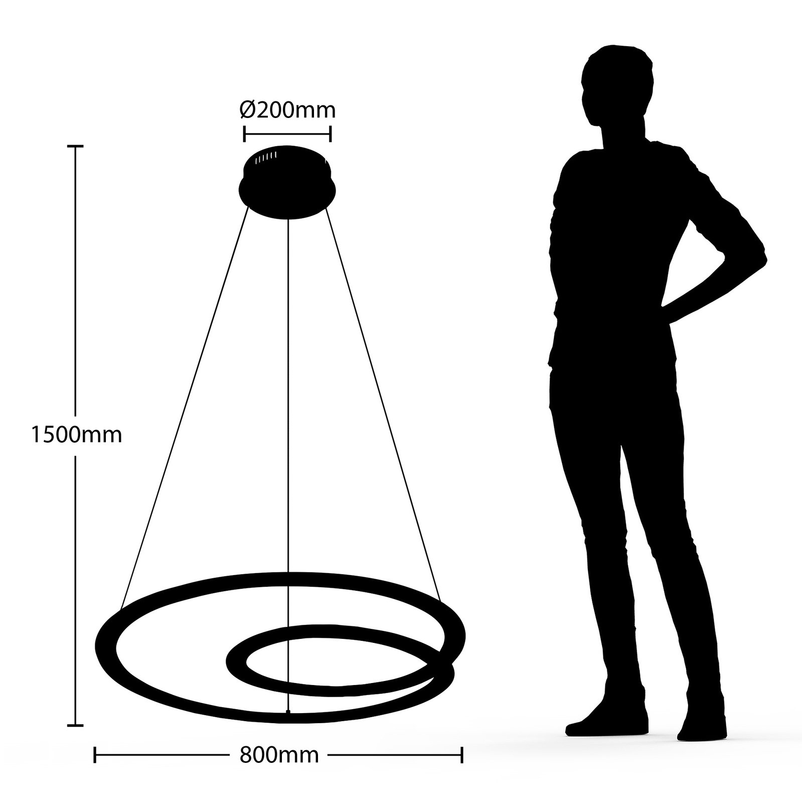 Lindby Cilija LED κρεμαστό φωτιστικό, ρυθμιζόμενο, Ø 81 cm