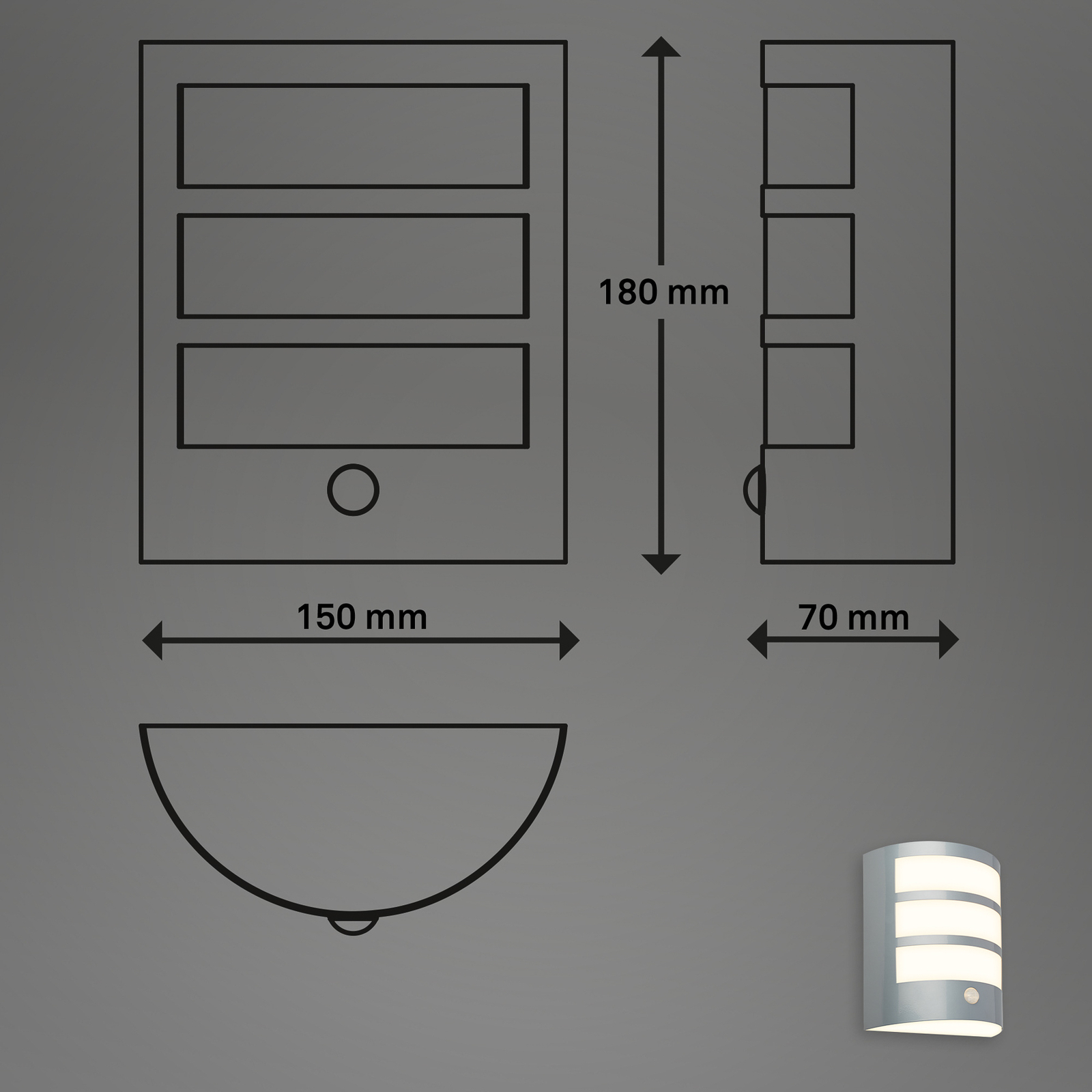 Candeeiro de parede exterior recarregável 3795014 sensor plástico cromado