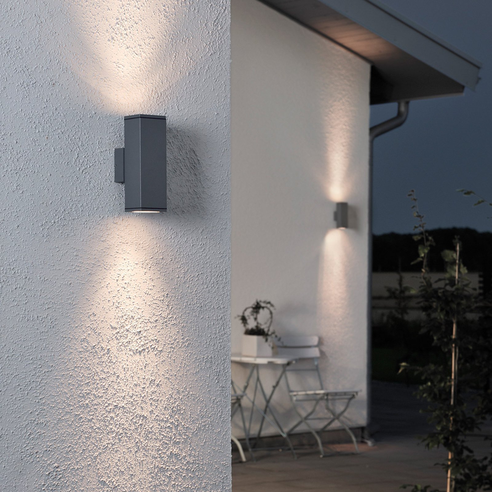 Outdoor spotlight Monza anthracite two-bulb