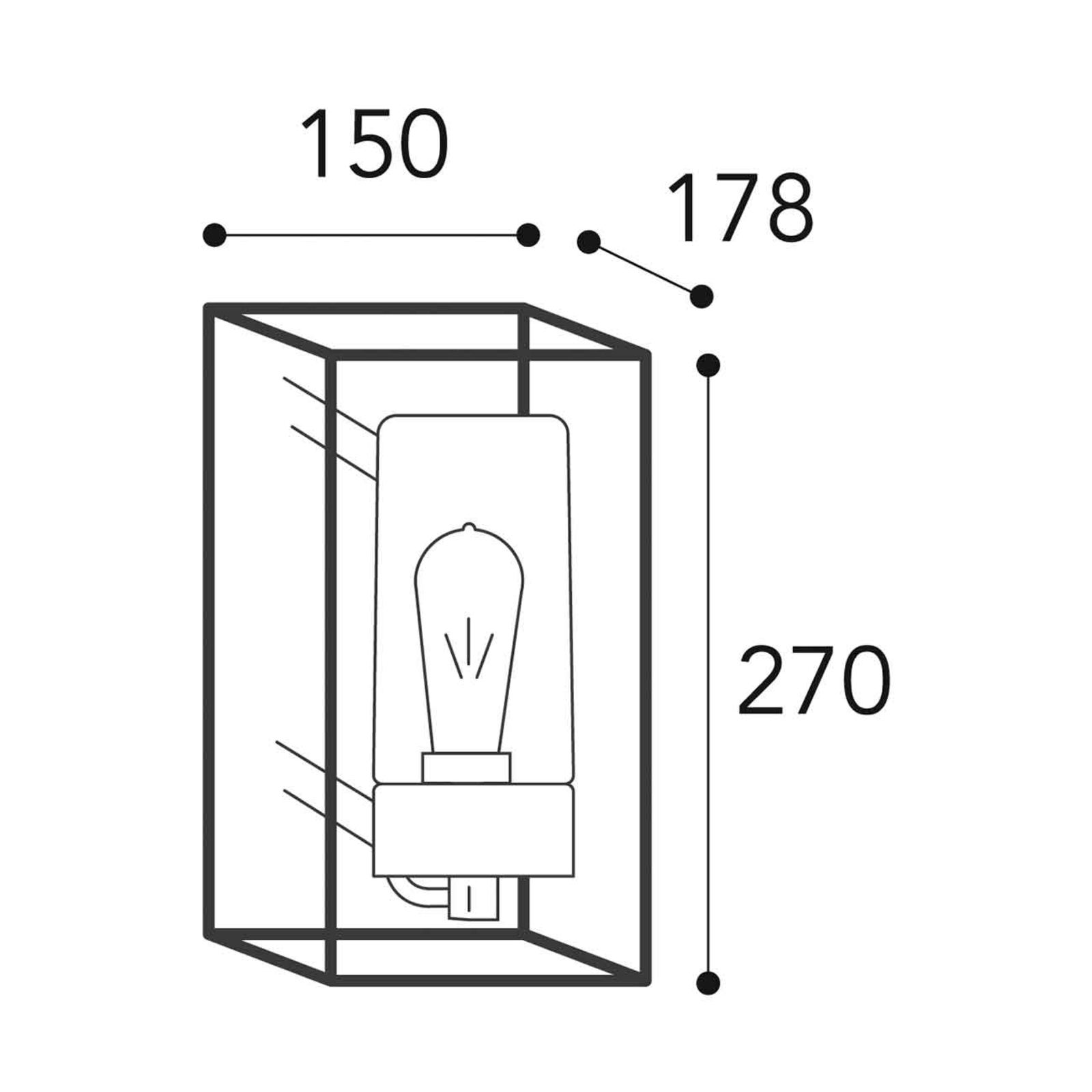 Buitenwandlamp Cubic³ 3365 messing antiek/opaal