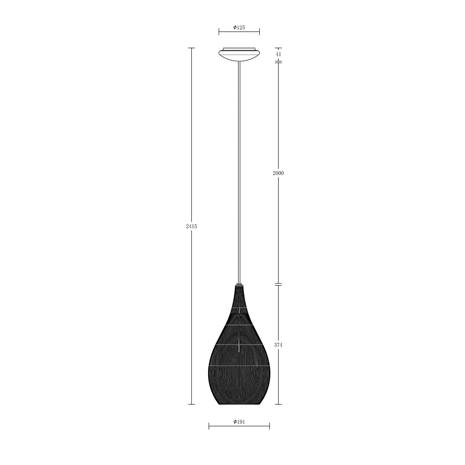 Viseća svjetiljka Solis, crna, metal, staklo, Ø 19 cm