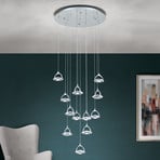 Moon LED pendant light K9 crystal glass, 12-bulb