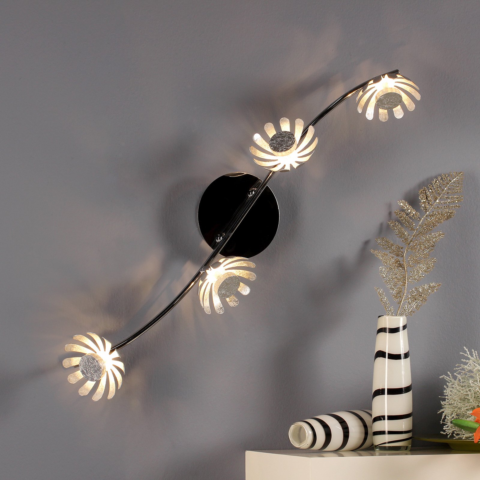 LED-vegglampe Bloom 4 lyskilder sølv