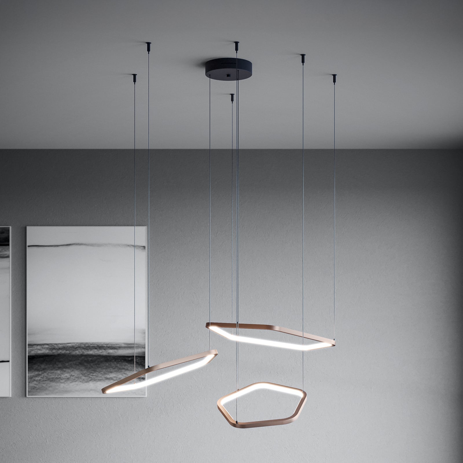 Suspension LED Estrella, bronze, à 3 lampes, CCT - Stars of Light