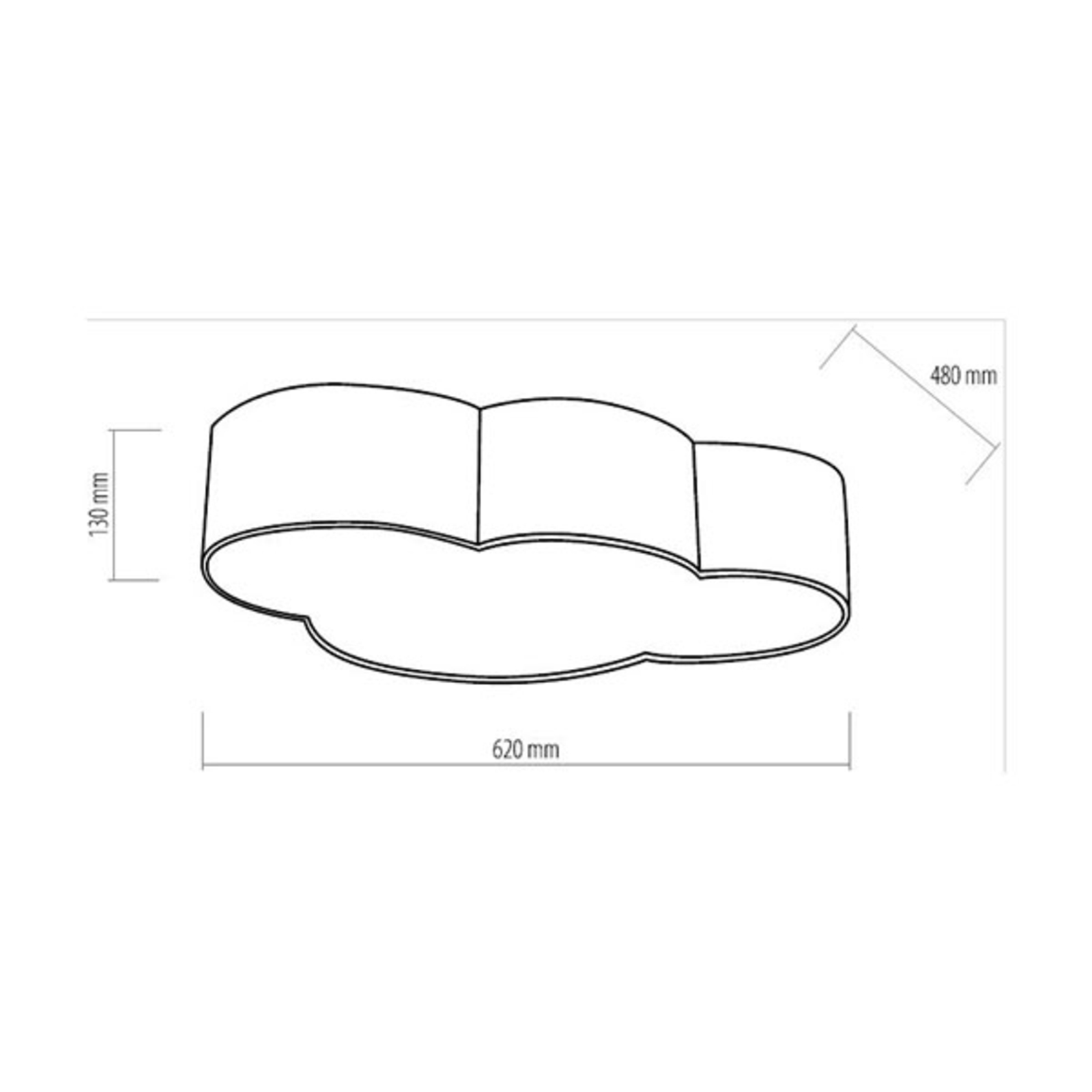 Cloud ceiling light, fabric, length 62 cm, grey